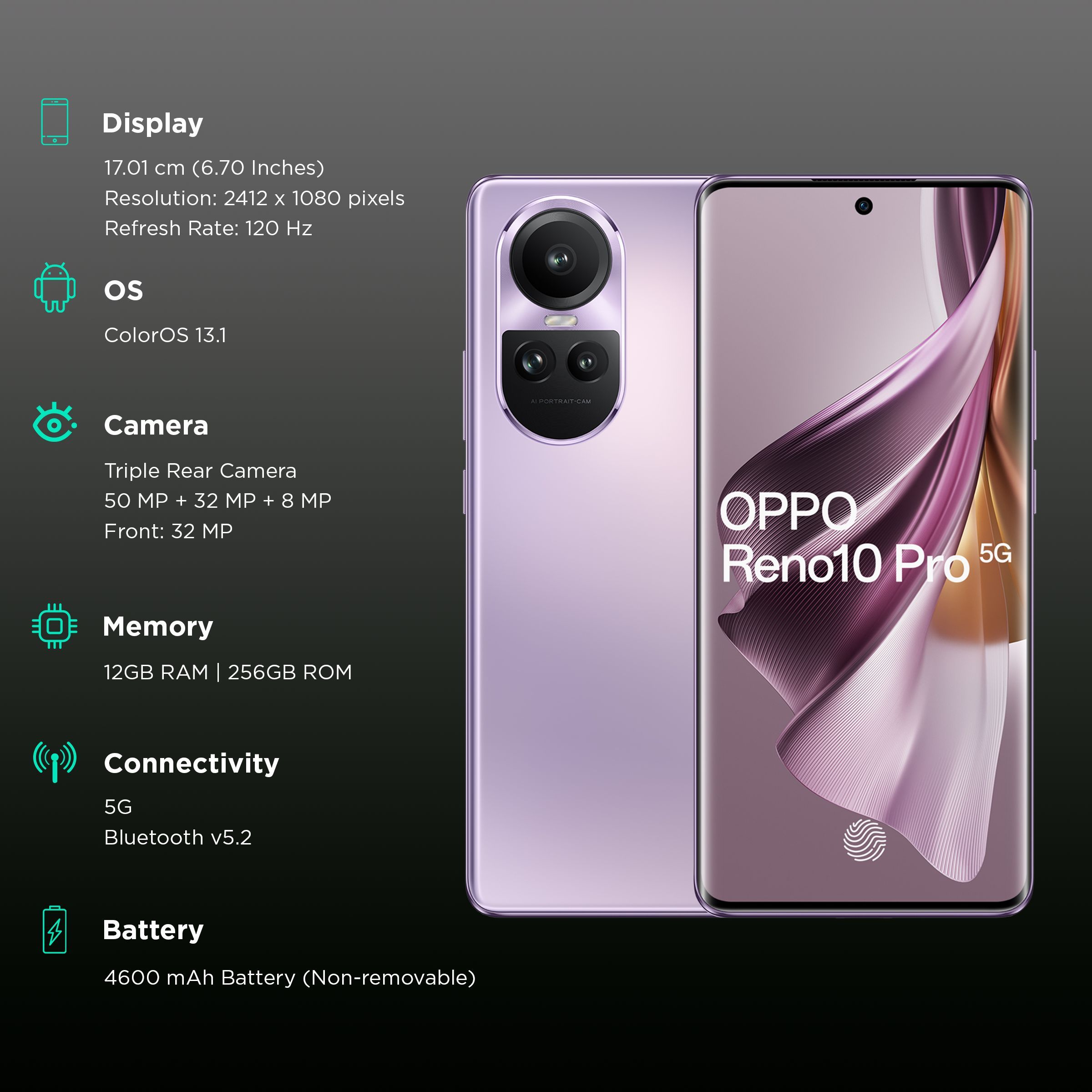 oppo Reno 10 Pro 5G (12GB RAM, 256GB, Glossy Purple)_3