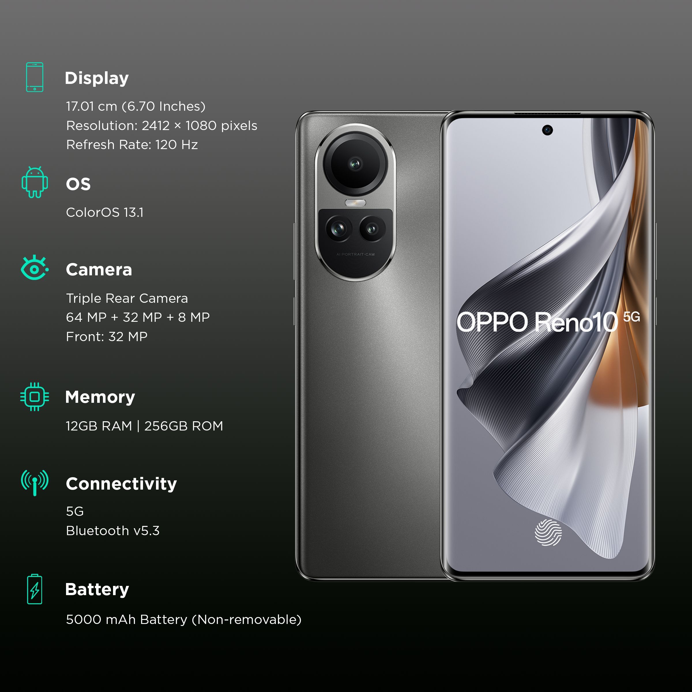 oppo Reno 10 5G (8GB RAM, 256GB, Silvery Grey)_3