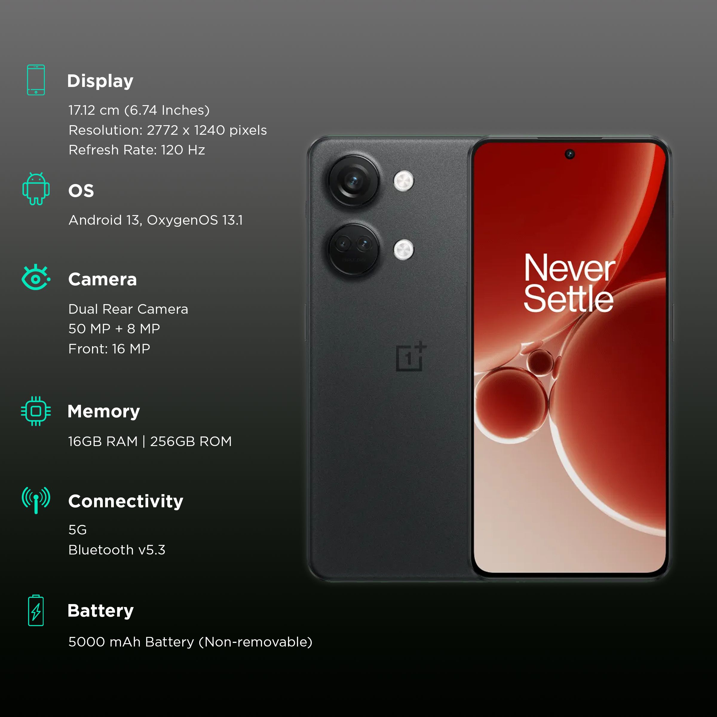 OnePlus Nord 3 5G (16GB RAM, 256GB, Tempest Gray) OnePlus Nord 3 5G (16GB RAM, 256GB, Tempest Gray)_3