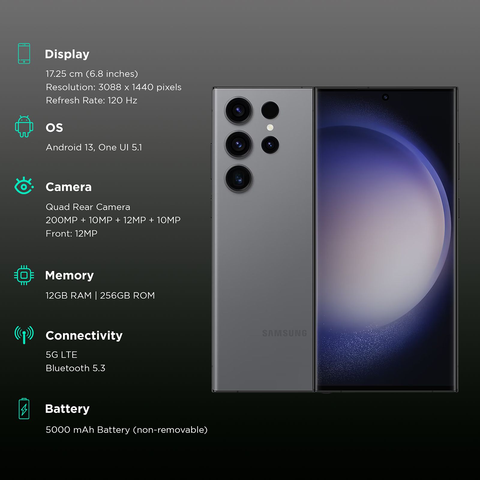 SAMSUNG Galaxy S23 Ultra 5G (12GB RAM, 256GB, Graphite) SAMSUNG Galaxy S23 Ultra 5G (12GB RAM, 256GB, Graphite)_3