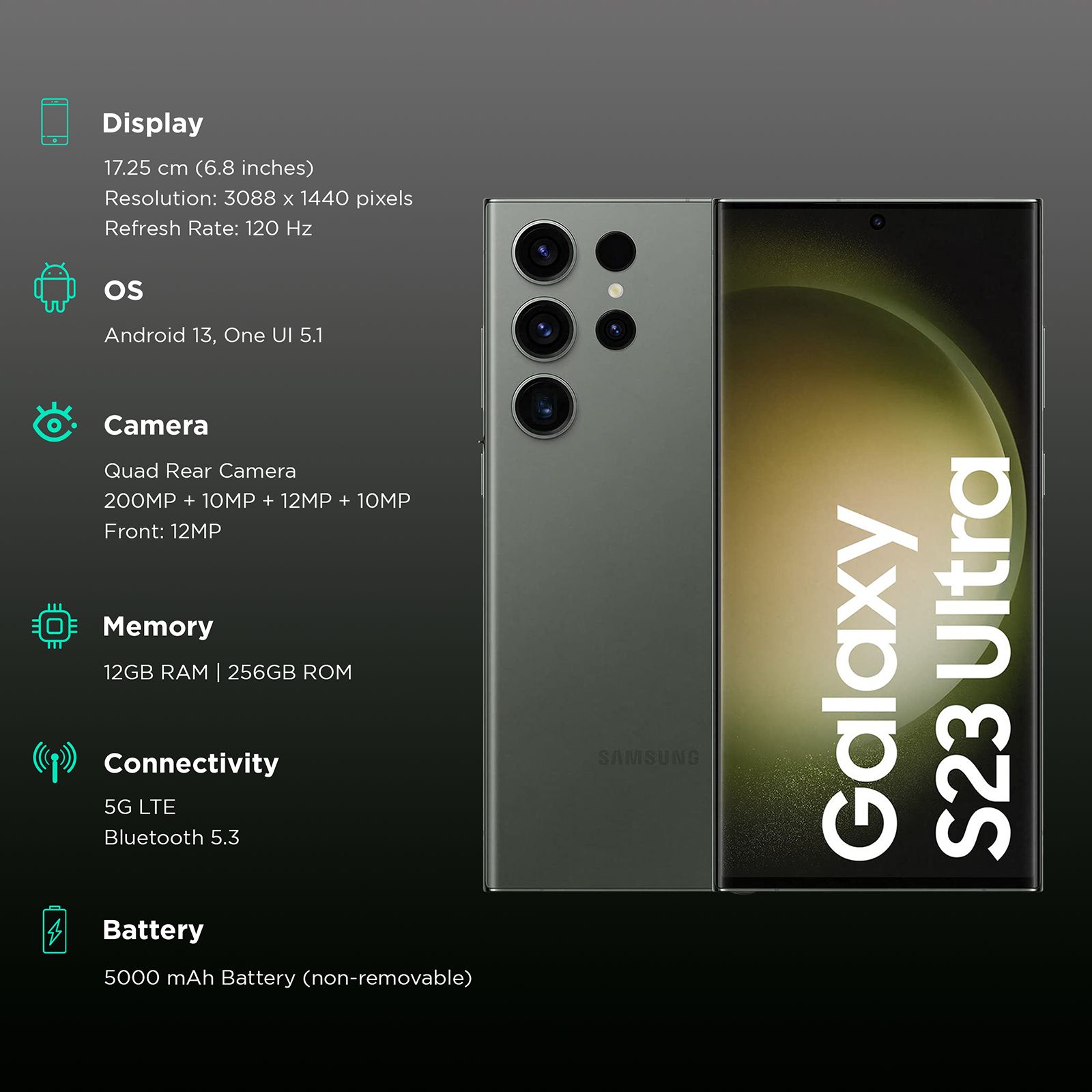 SAMSUNG Galaxy S23 Ultra 5G (12GB RAM, 256GB, Green)_3