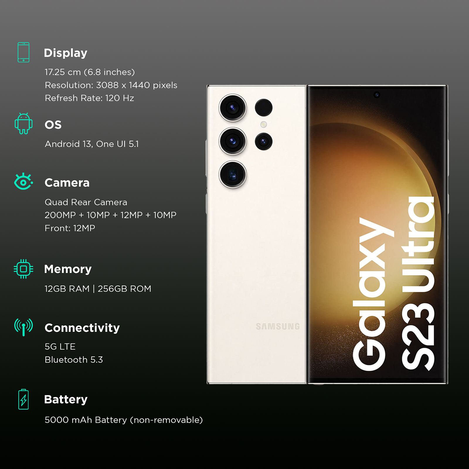 SAMSUNG Galaxy S23 Ultra 5G (12GB RAM, 256GB, Cream) SAMSUNG Galaxy S23 Ultra 5G (12GB RAM, 256GB, Cream)_3