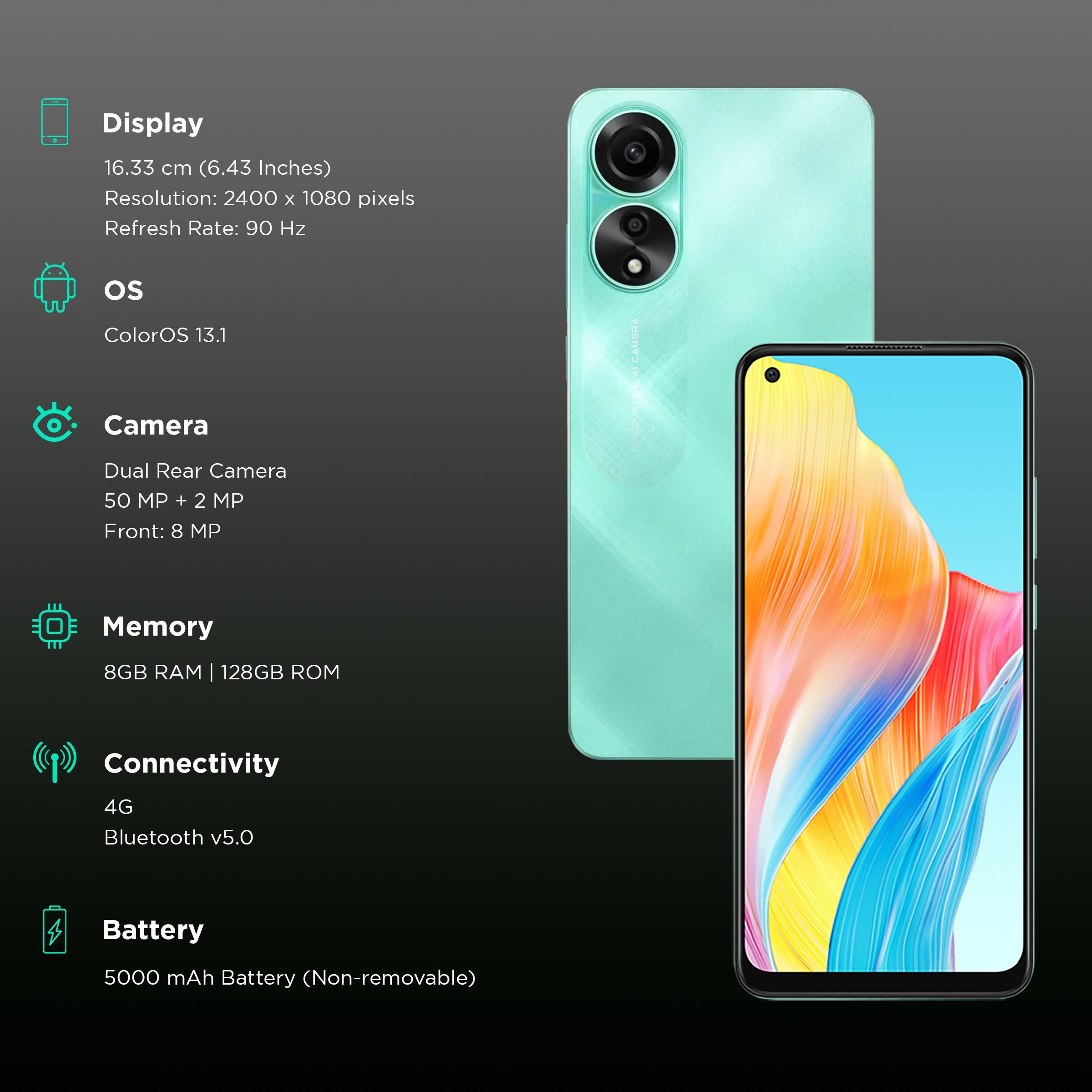 oppo A78 (8GB RAM, 128GB, Aqua Green)_3