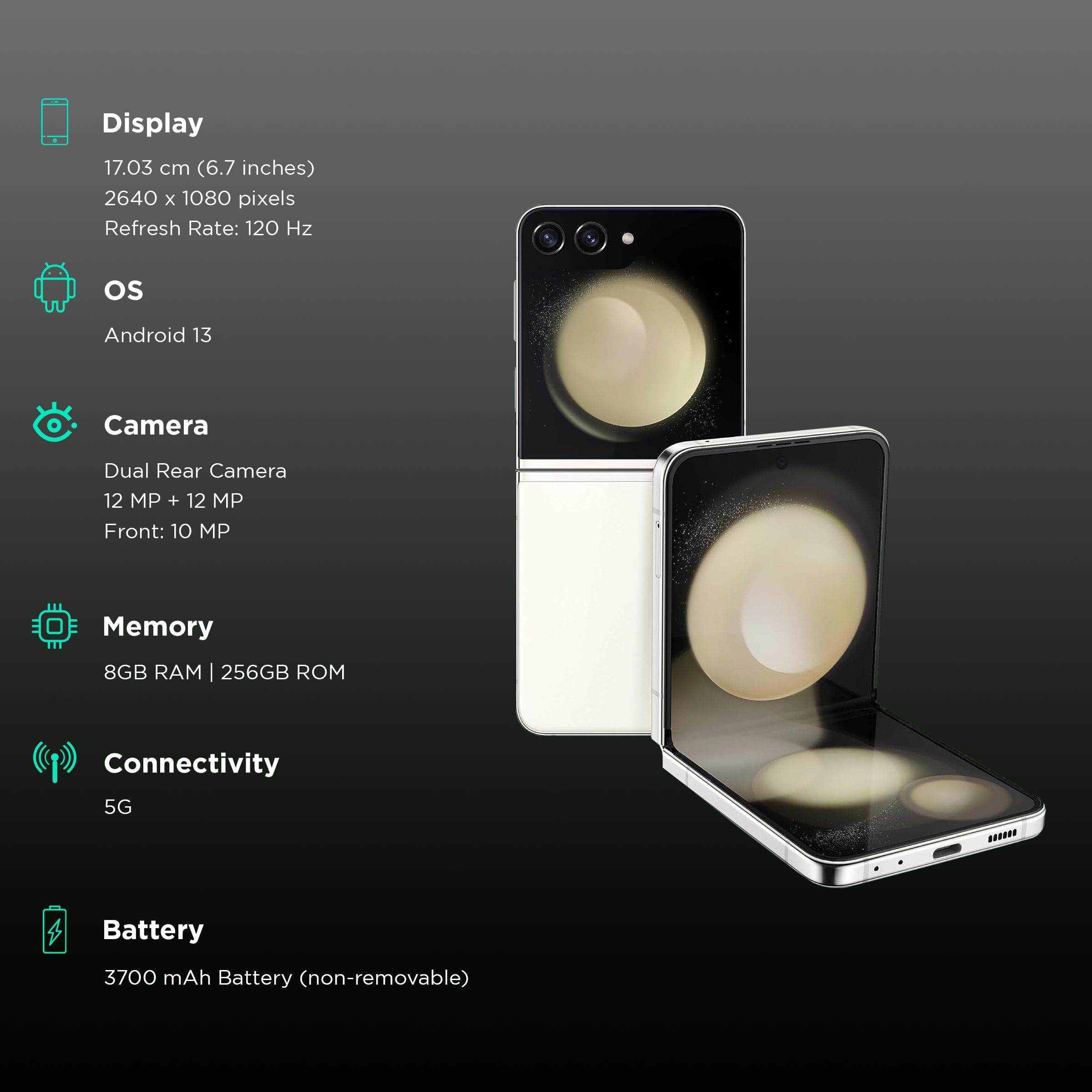 SAMSUNG Galaxy Z Flip5 5G (8GB RAM, 256GB, Cream)_3