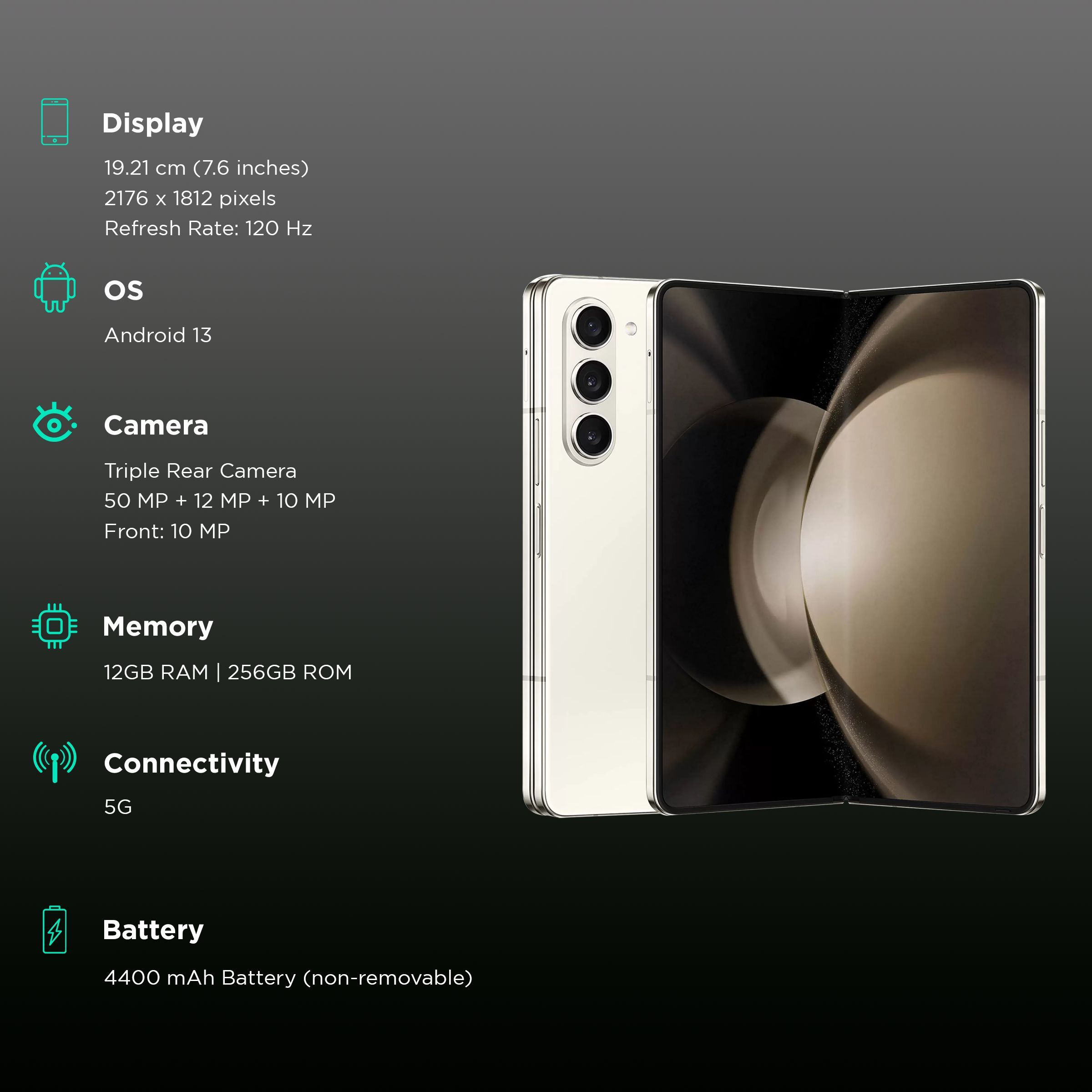 SAMSUNG Galaxy Z Fold5 5G (12GB RAM, 256GB, Cream)_3