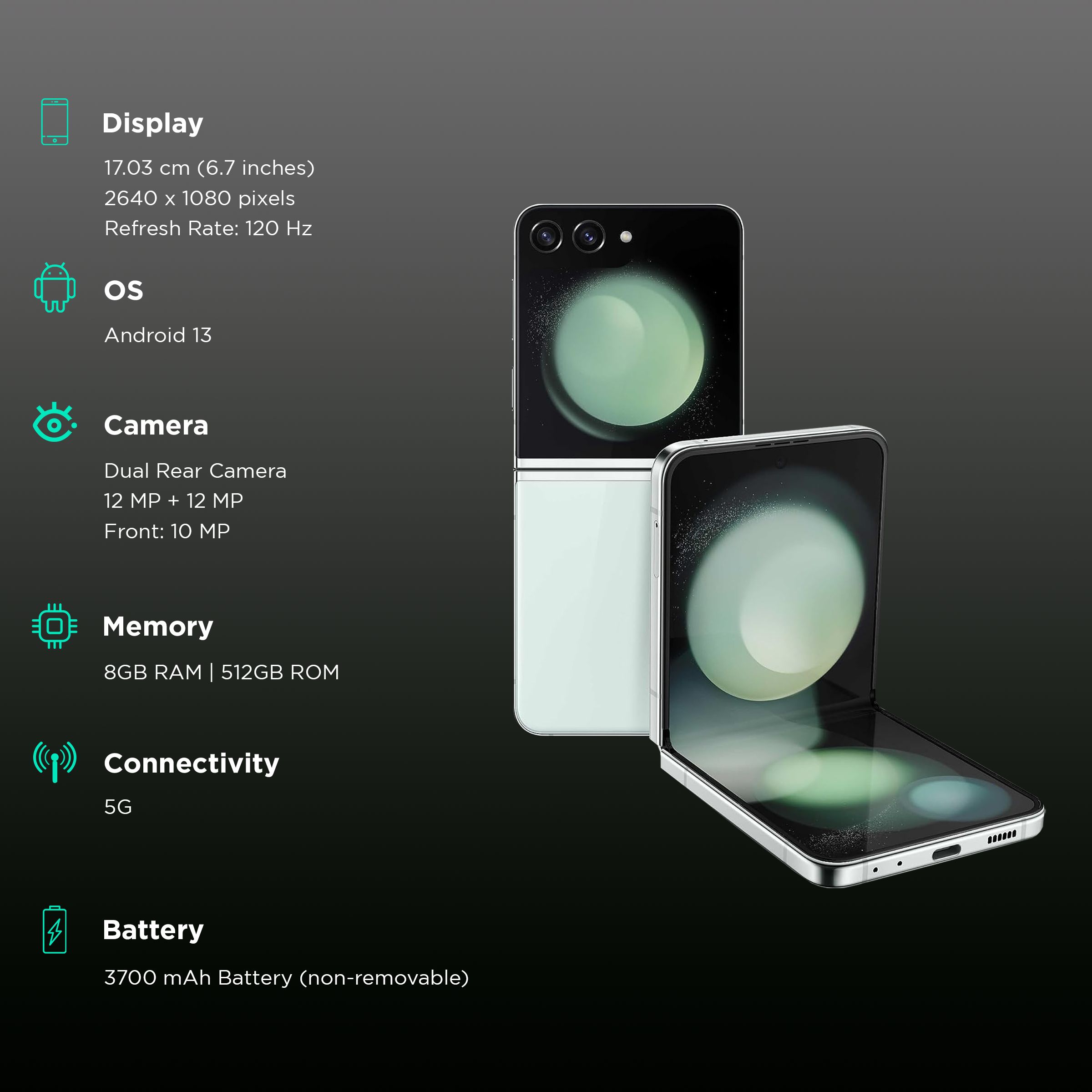 SAMSUNG Galaxy Z Flip5 5G (8GB RAM, 512GB, Mint) SAMSUNG Galaxy Z Flip5 5G (8GB RAM, 512GB, Mint)_3