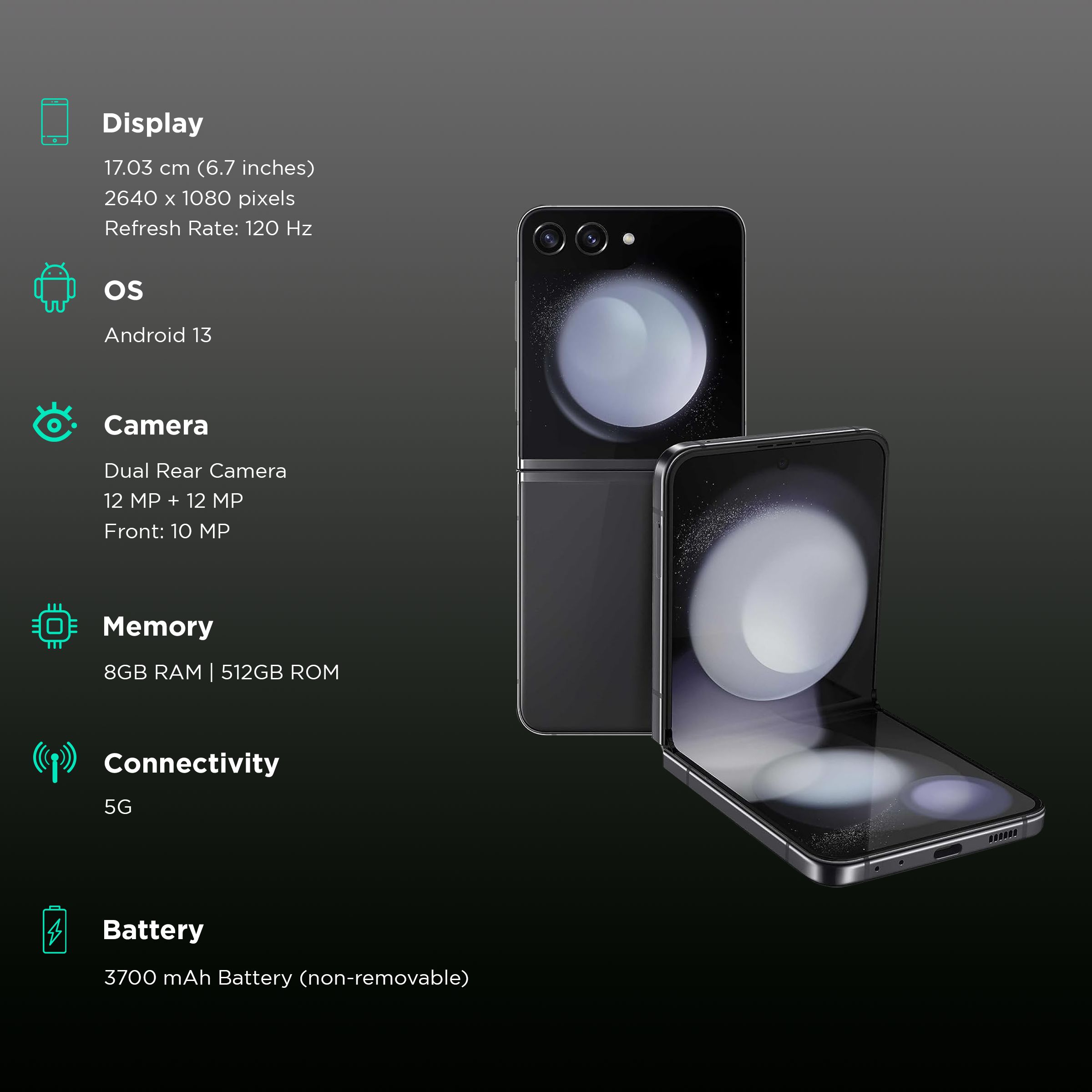 SAMSUNG Galaxy Z Flip5 5G (8GB RAM, 512GB, Graphite)_3