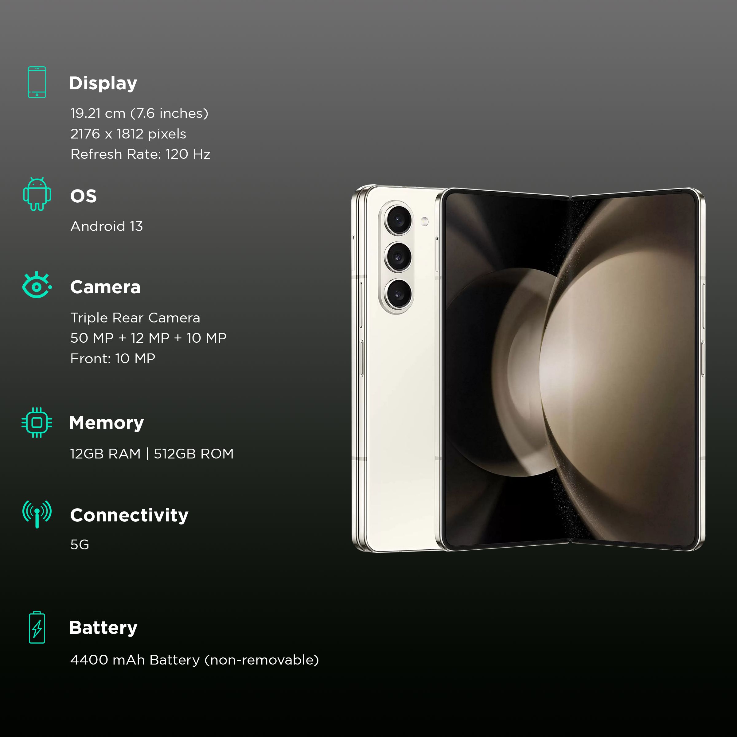 SAMSUNG Galaxy Z Fold5 5G (12GB RAM, 512GB, Cream)_3