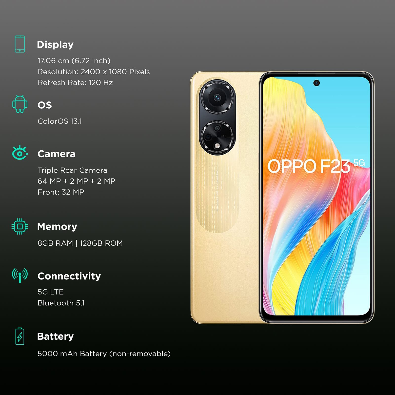 oppo F23 5G (8GB RAM, 128GB, Bold Gold)_3