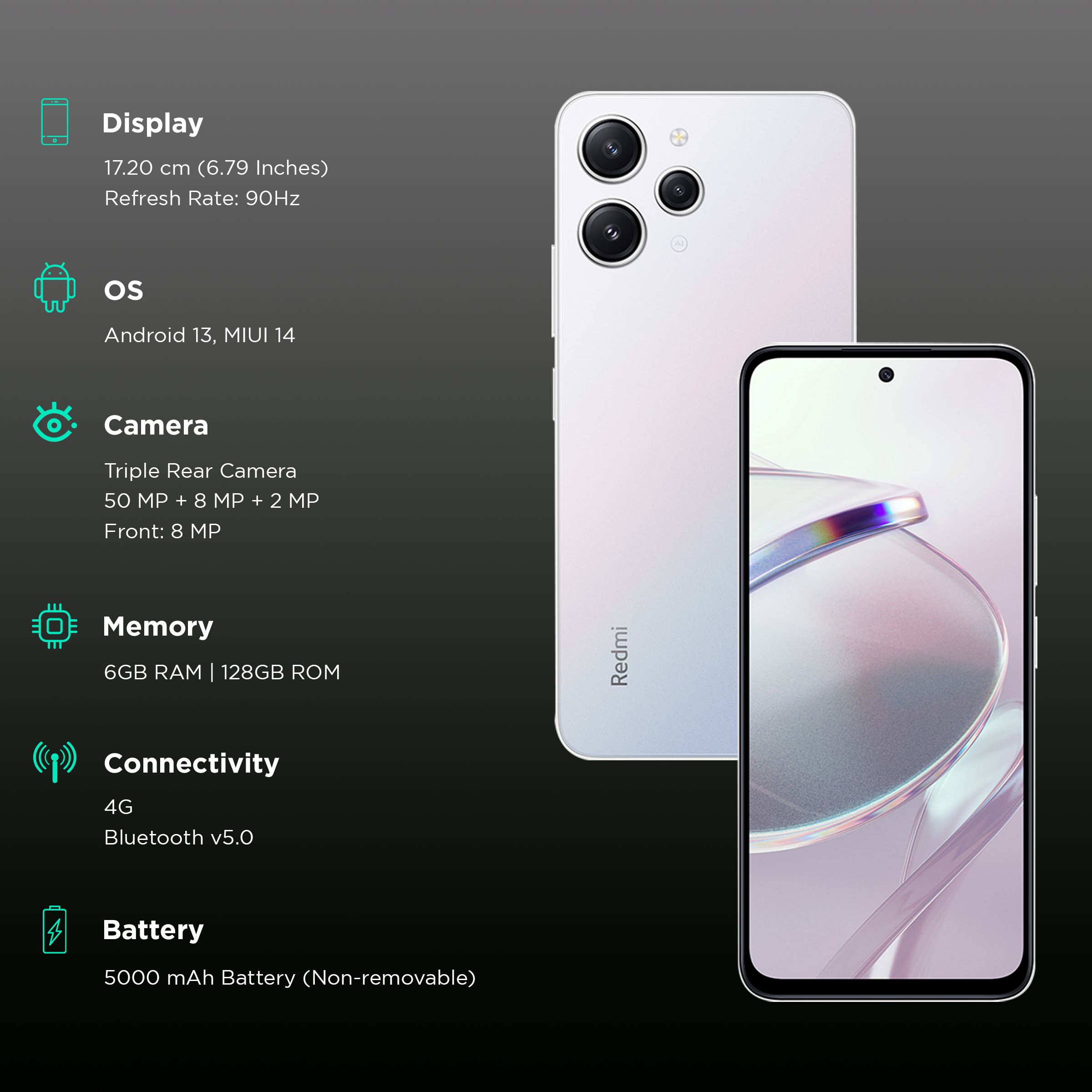 Redmi 12 (6GB RAM, 128GB, Moonstone Silver) Redmi 12 (6GB RAM, 128GB, Moonstone Silver)_3