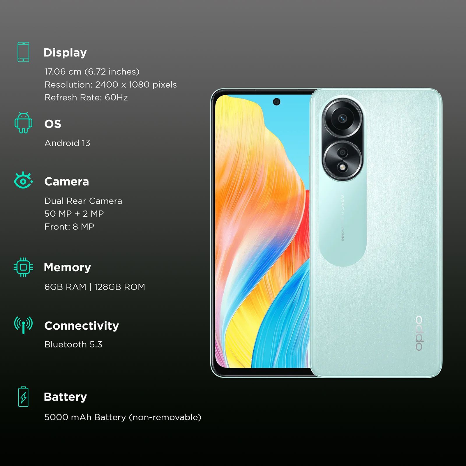 oppo A58 (6GB RAM, 128GB, Dazzling Green) oppo A58 (6GB RAM, 128GB, Dazzling Green)_3