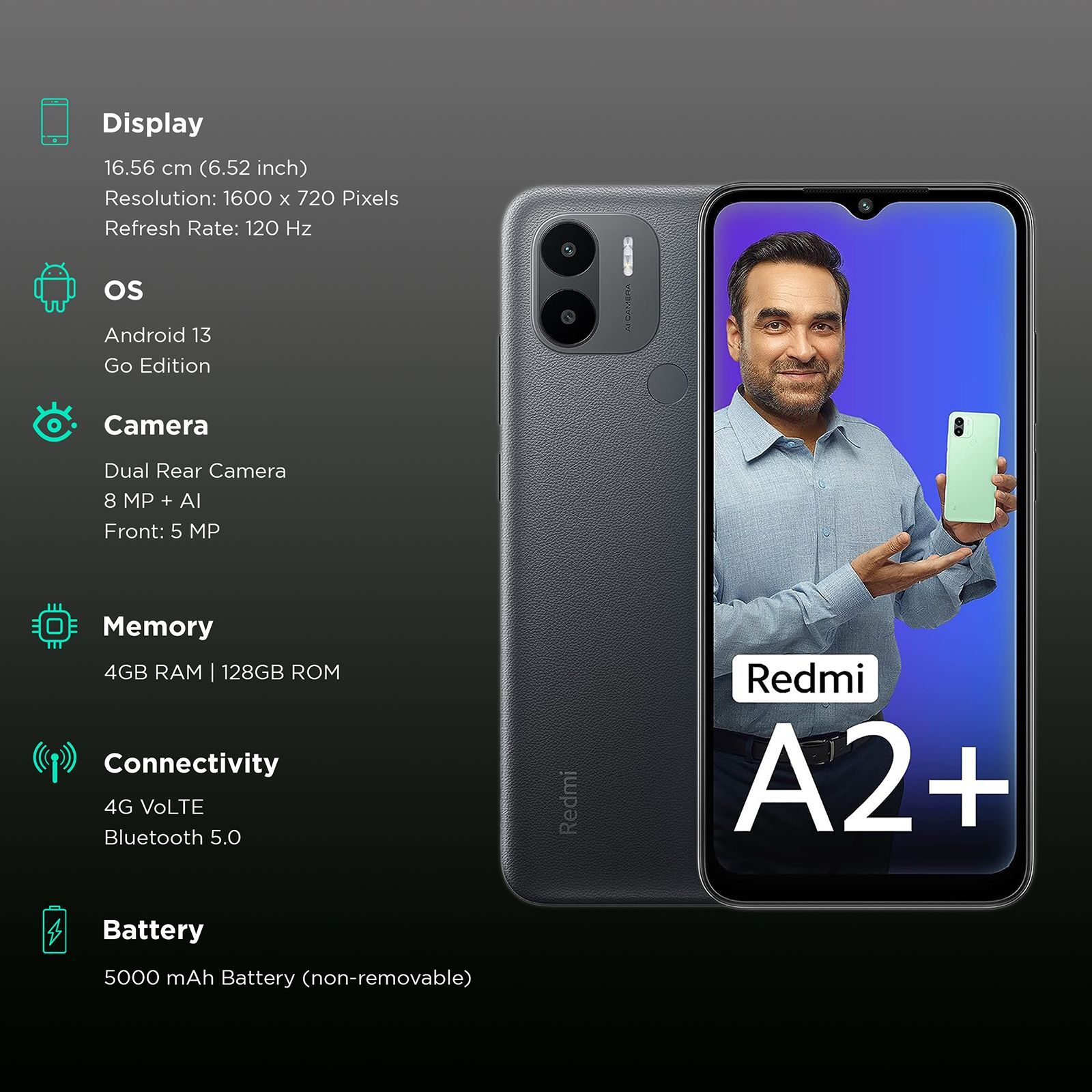 Redmi A2 Plus (4GB RAM, 128GB, Classic Black) Redmi A2 Plus (4GB RAM, 128GB, Classic Black)_3