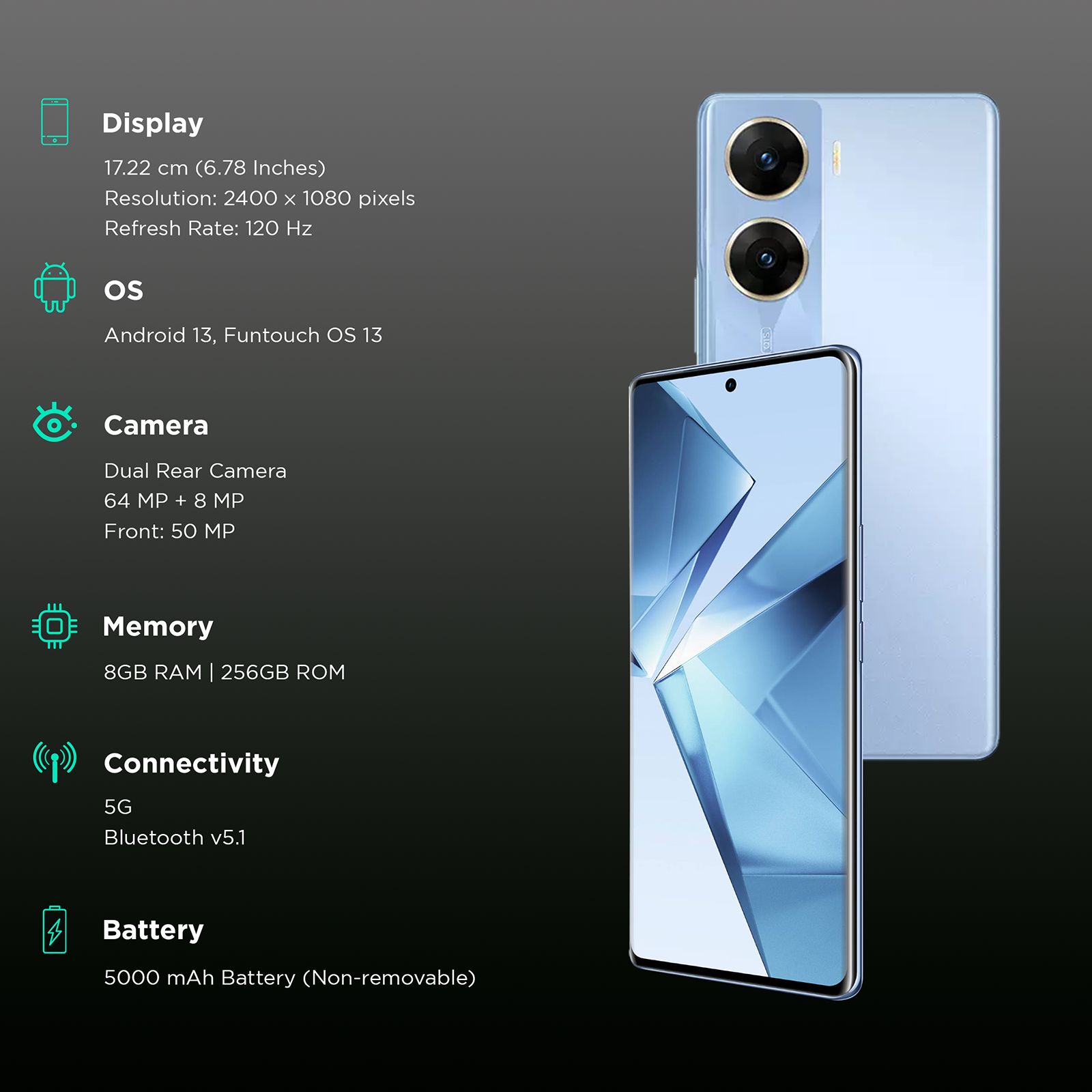 vivo V29e 5G (8GB RAM, 256GB, Artistic Blue)_3