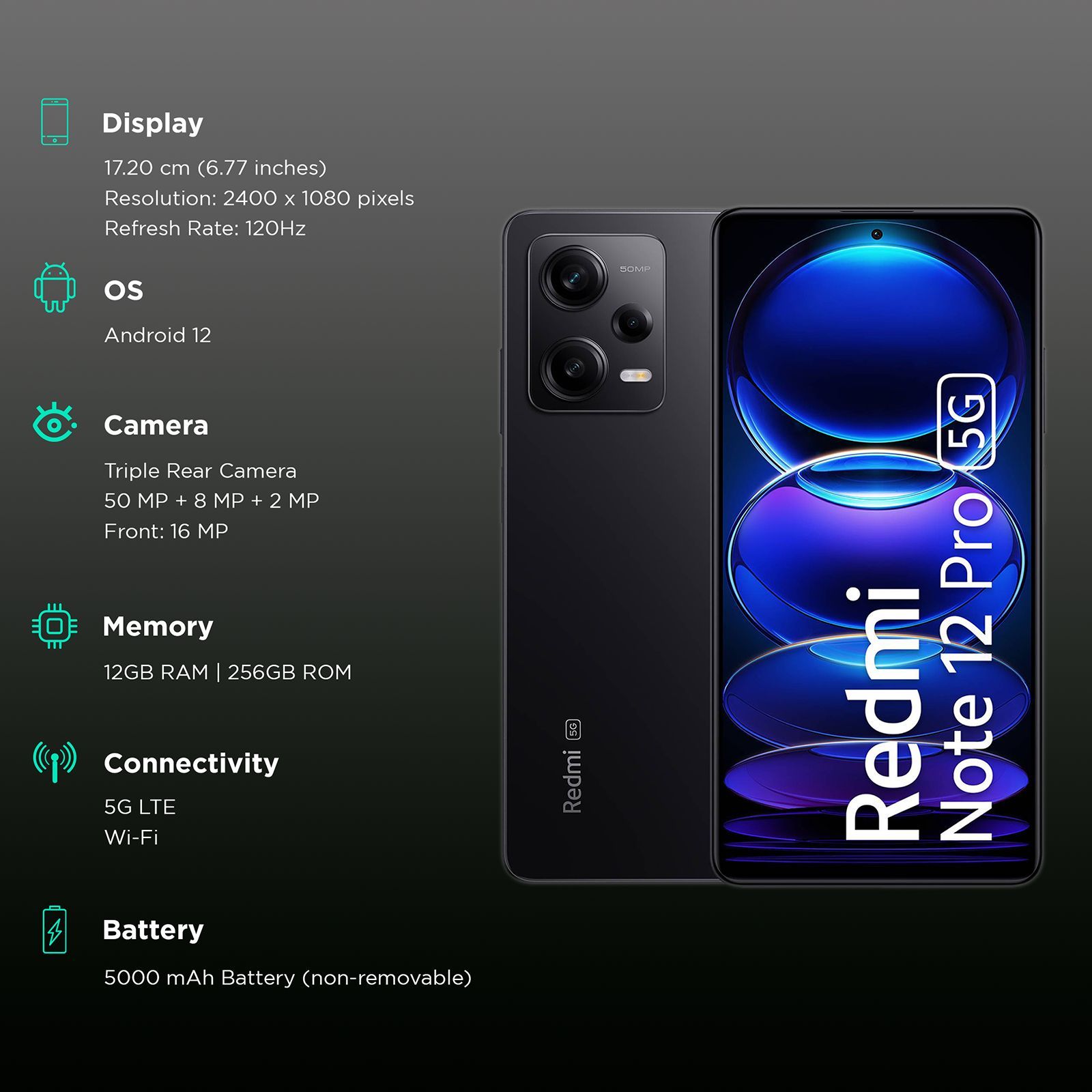Redmi Note 12 Pro 5G (12GB RAM, 256GB, Onyx Black) Redmi Note 12 Pro 5G (12GB RAM, 256GB, Onyx Black)_3