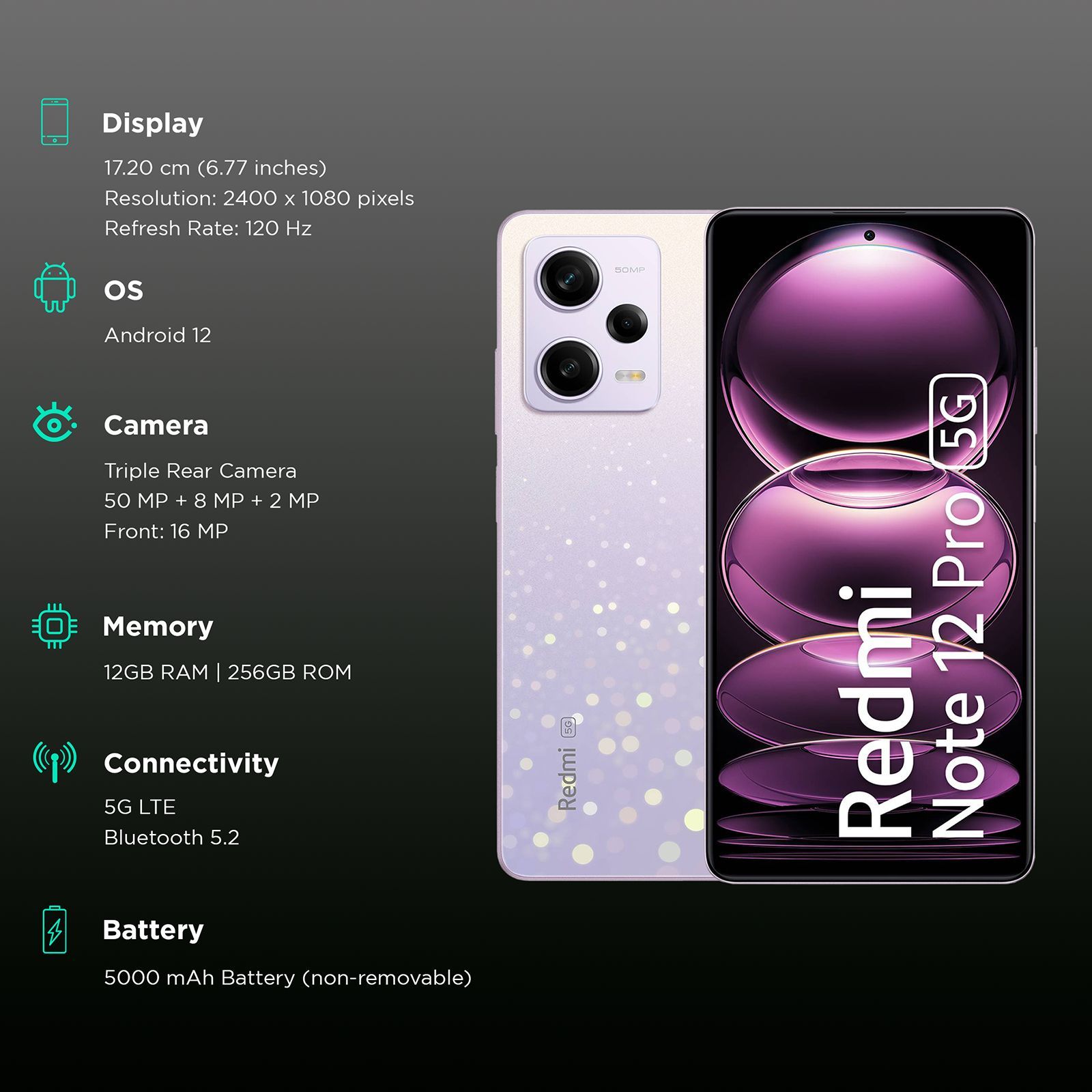 Redmi Note 12 Pro 5G (12GB RAM, 256GB, Stardust Purple)_3