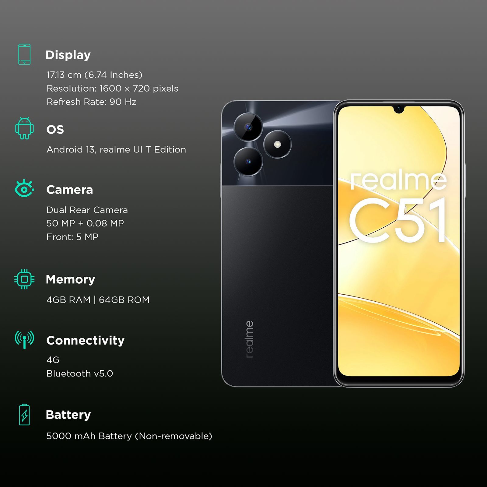 realme C51 (4GB RAM, 64GB, Carbon Black)_3