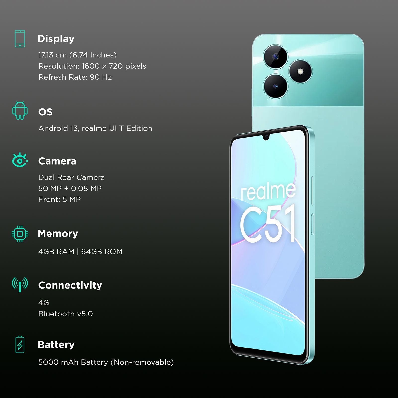 realme C51 (4GB RAM, 64GB, Mint Green)_3