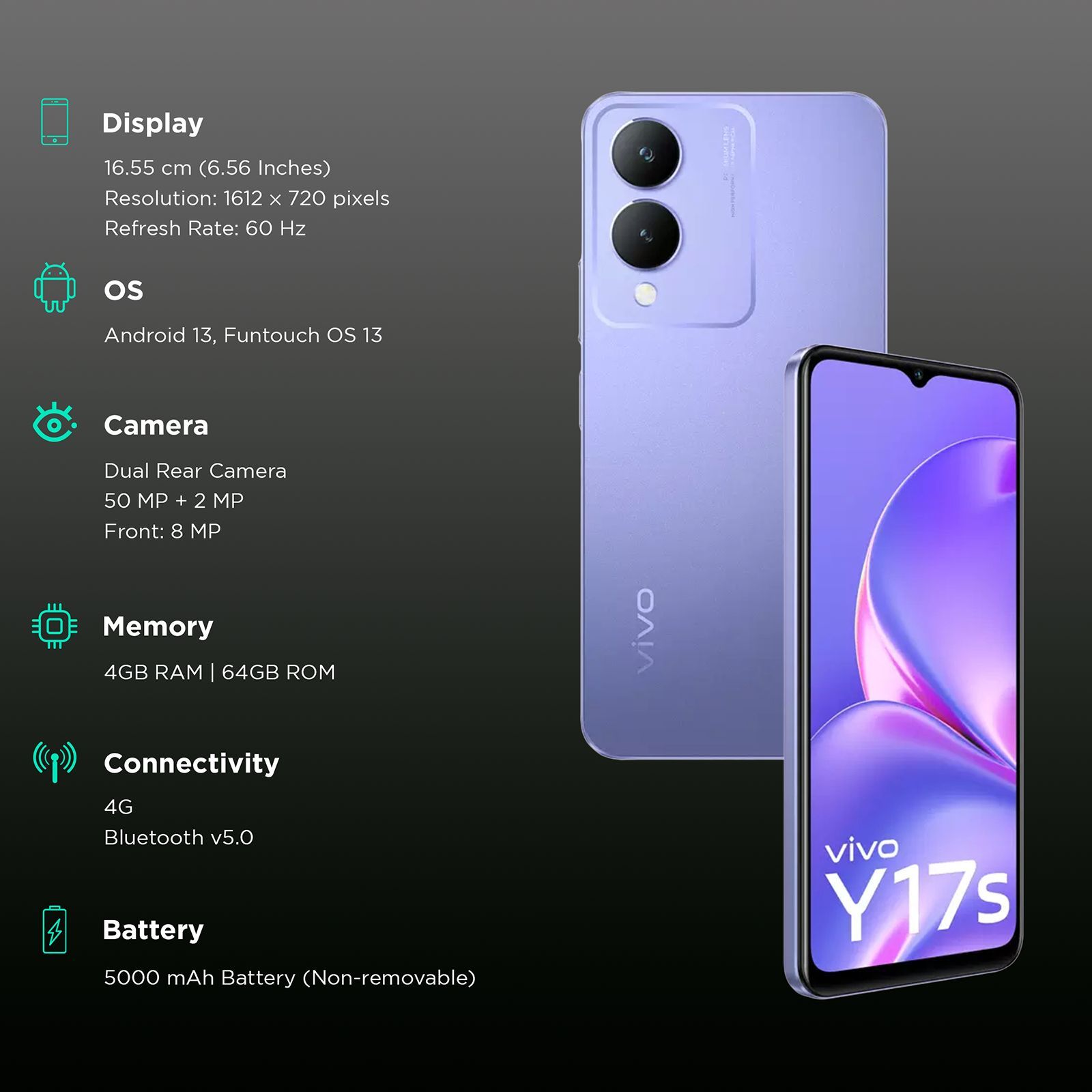 vivo Y17s (4GB RAM, 64GB, Glitter Purple) vivo Y17s (4GB RAM, 64GB, Glitter Purple)_3