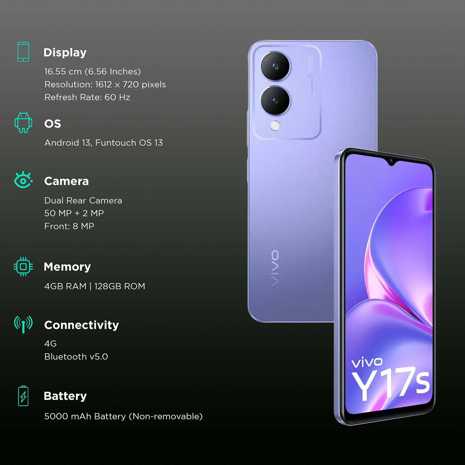 vivo Y17s (4GB RAM, 128GB, Glitter Purple)_3