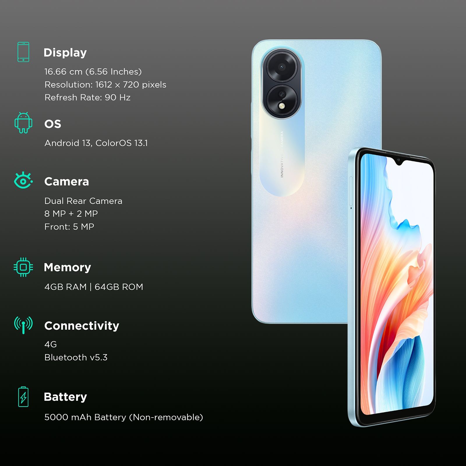 oppo A18 (4GB RAM, 64GB, Glowing Blue)_3