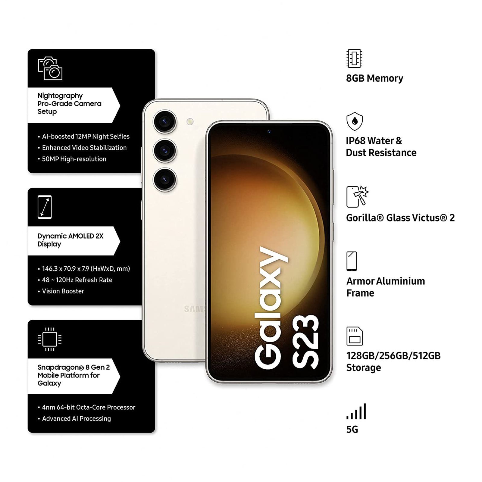 SAMSUNG Galaxy S23 5G (8GB RAM, 128GB, White)_5