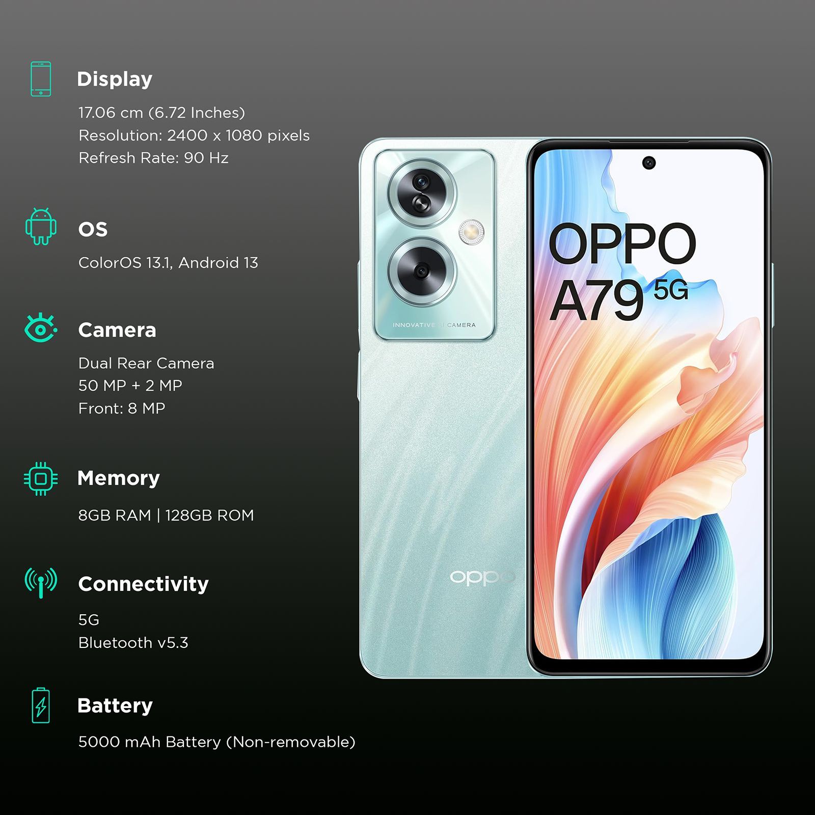 oppo A79 5G (8GB RAM, 128GB, Glowing Green) oppo A79 5G (8GB RAM, 128GB, Glowing Green)_3