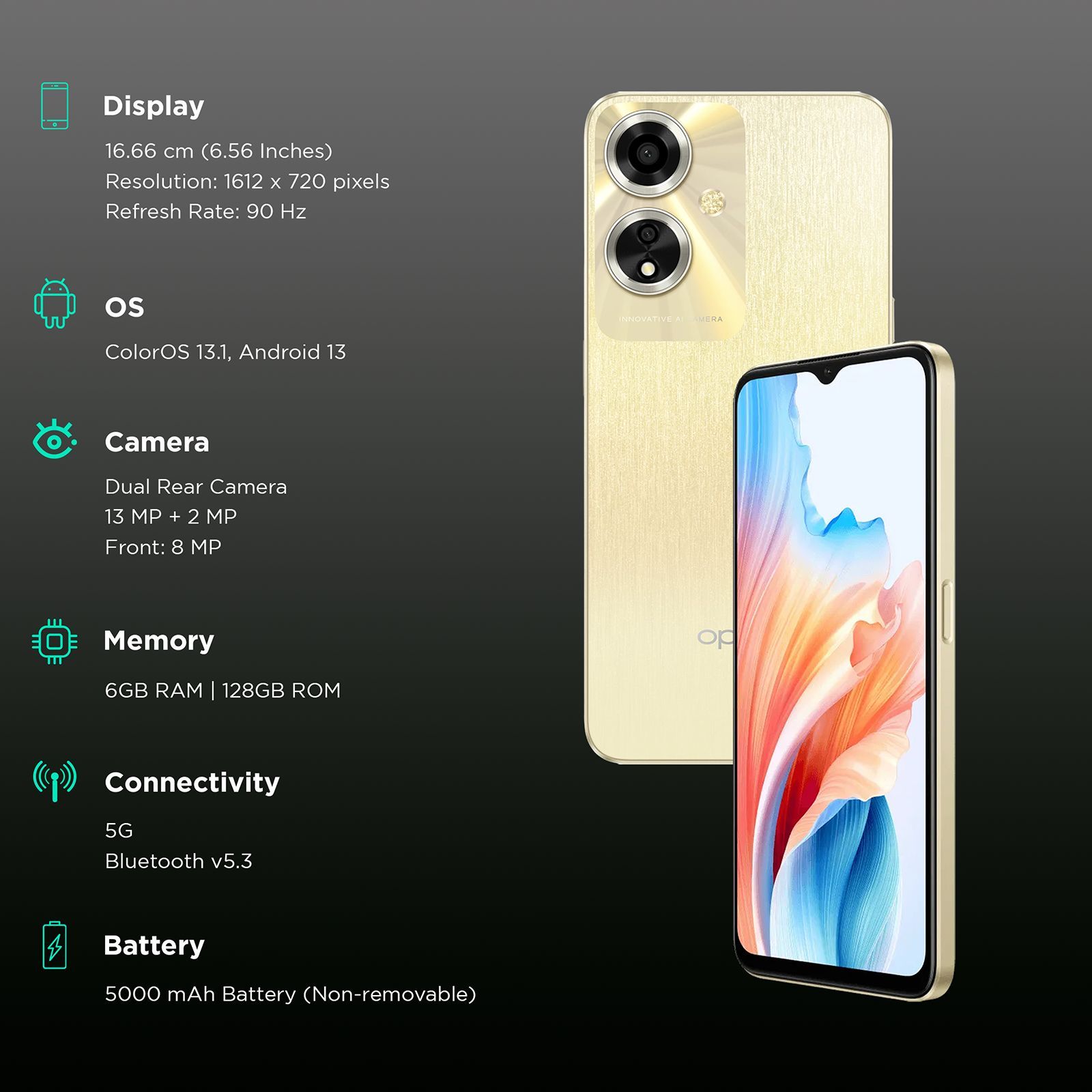 oppo A59 5G (6GB RAM, 128GB, Silk Gold)_3