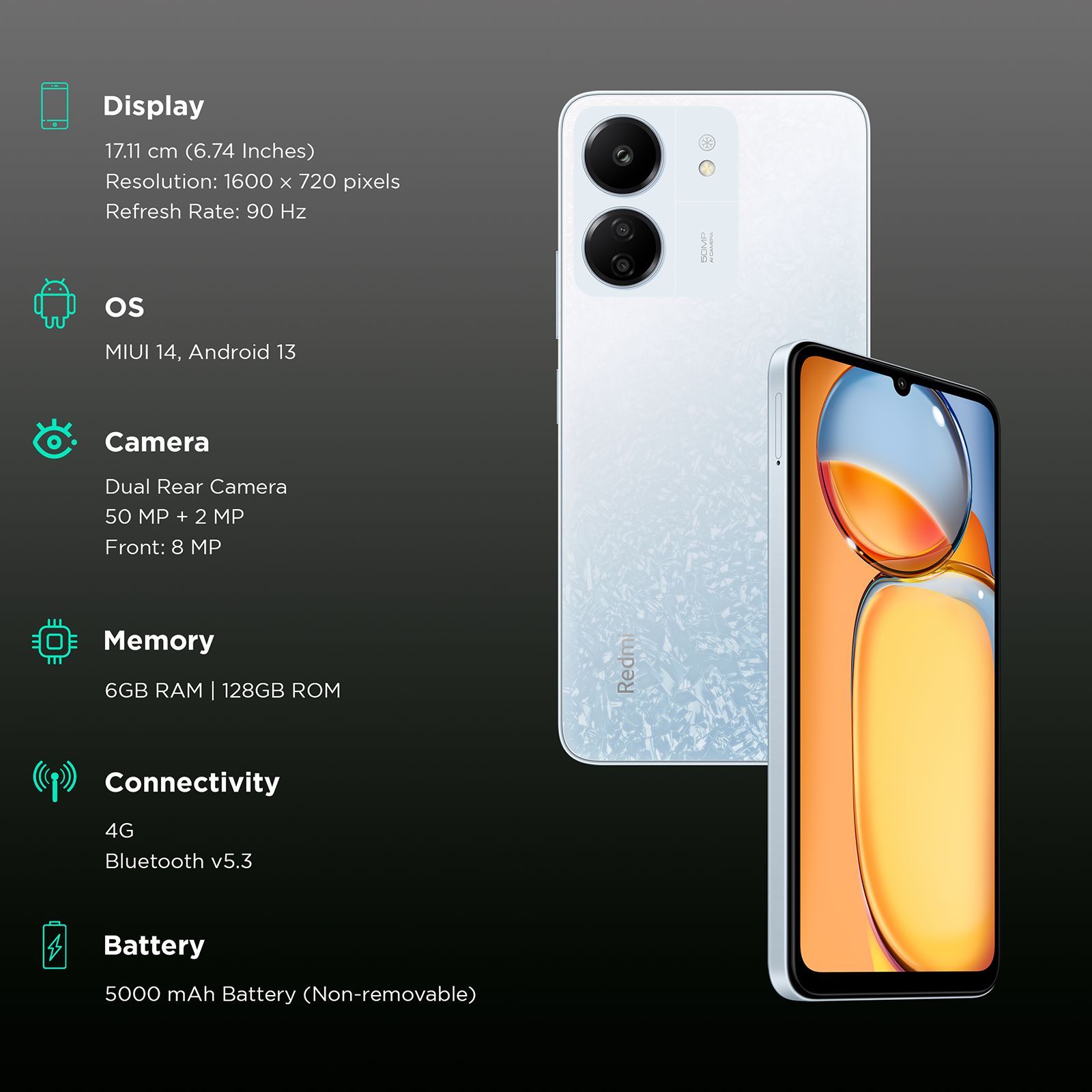 Redmi 13C (6GB RAM, 128GB, Starfrost White)_3