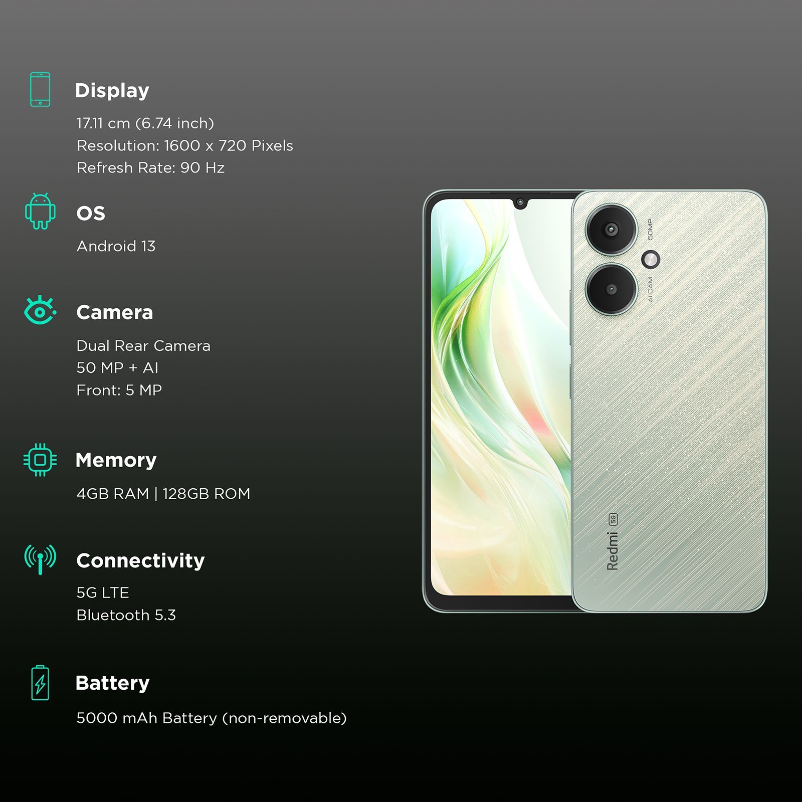 Redmi 13C 5G (4GB RAM, 128GB, Startrail Green) Redmi 13C 5G (4GB RAM, 128GB, Startrail Green)_3