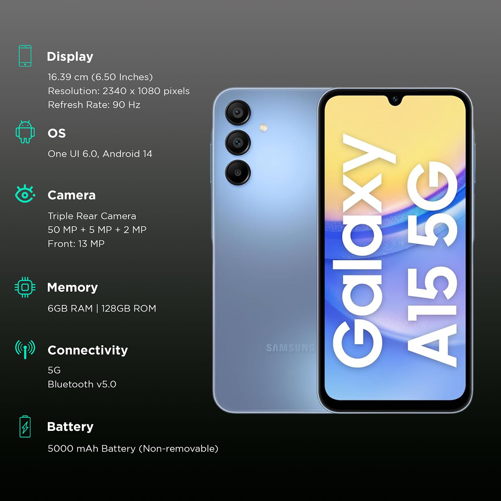 SAMSUNG Galaxy A15 5G (6GB RAM, 128GB, Blue) SAMSUNG Galaxy A15 5G (6GB RAM, 128GB, Blue)_3