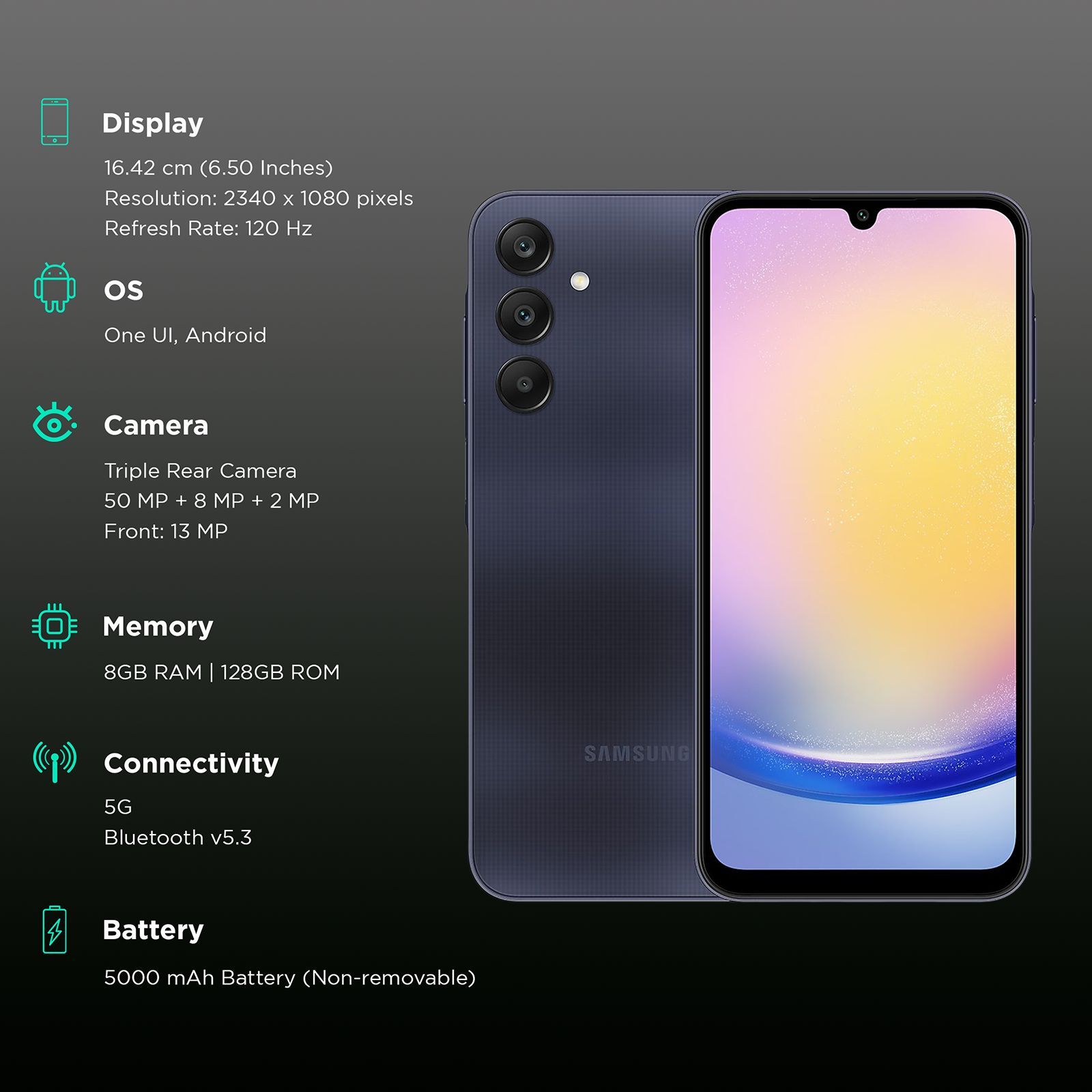 SAMSUNG Galaxy A25 5G (8GB RAM, 128GB, Blue Black)_3