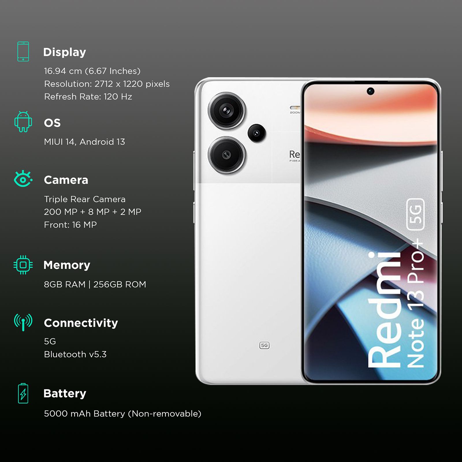 Redmi Note 13 Pro Plus 5G (8GB RAM, 256GB, Moonlight White)_3
