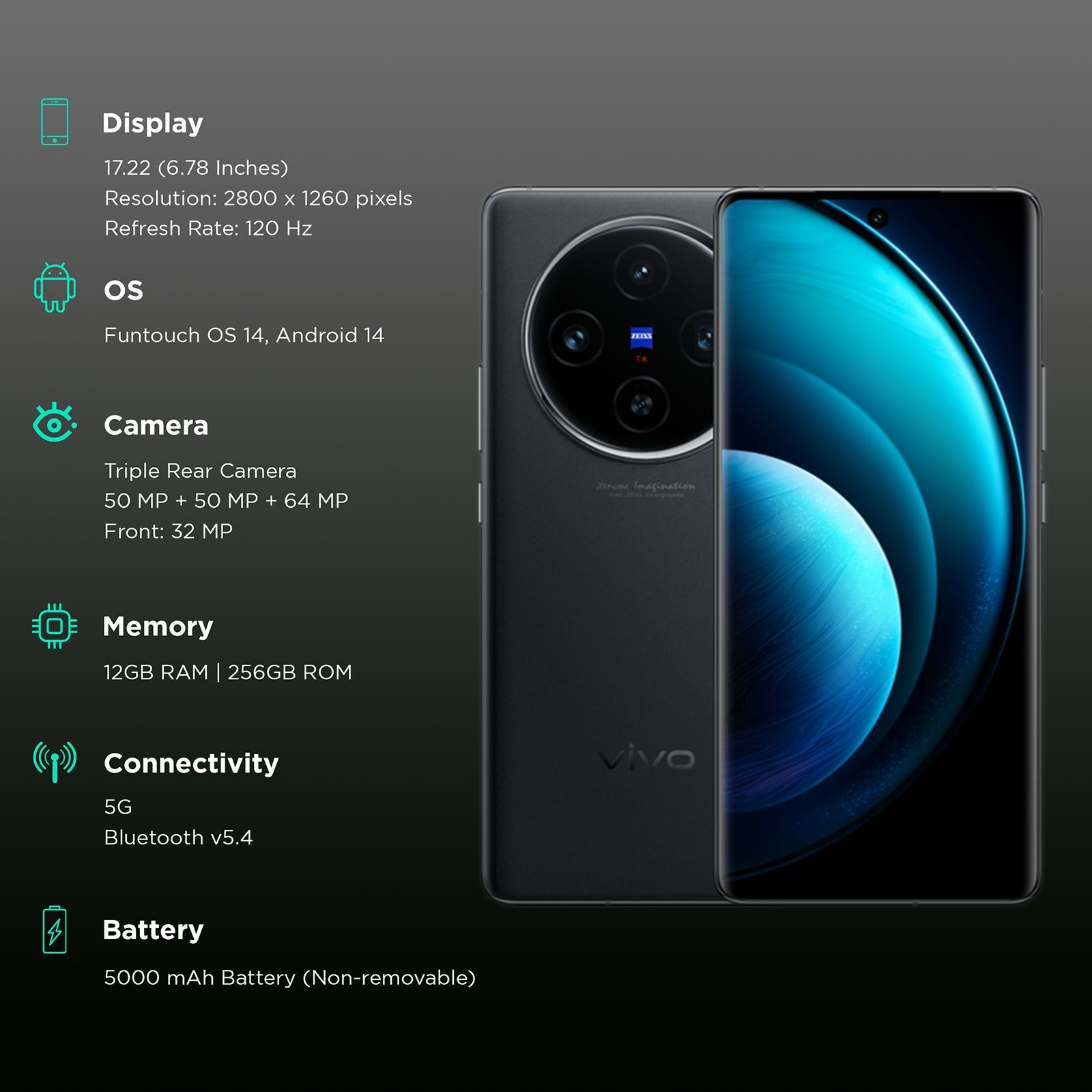 vivo X100 5G (12GB RAM, 256GB, Asteroid Black)_3