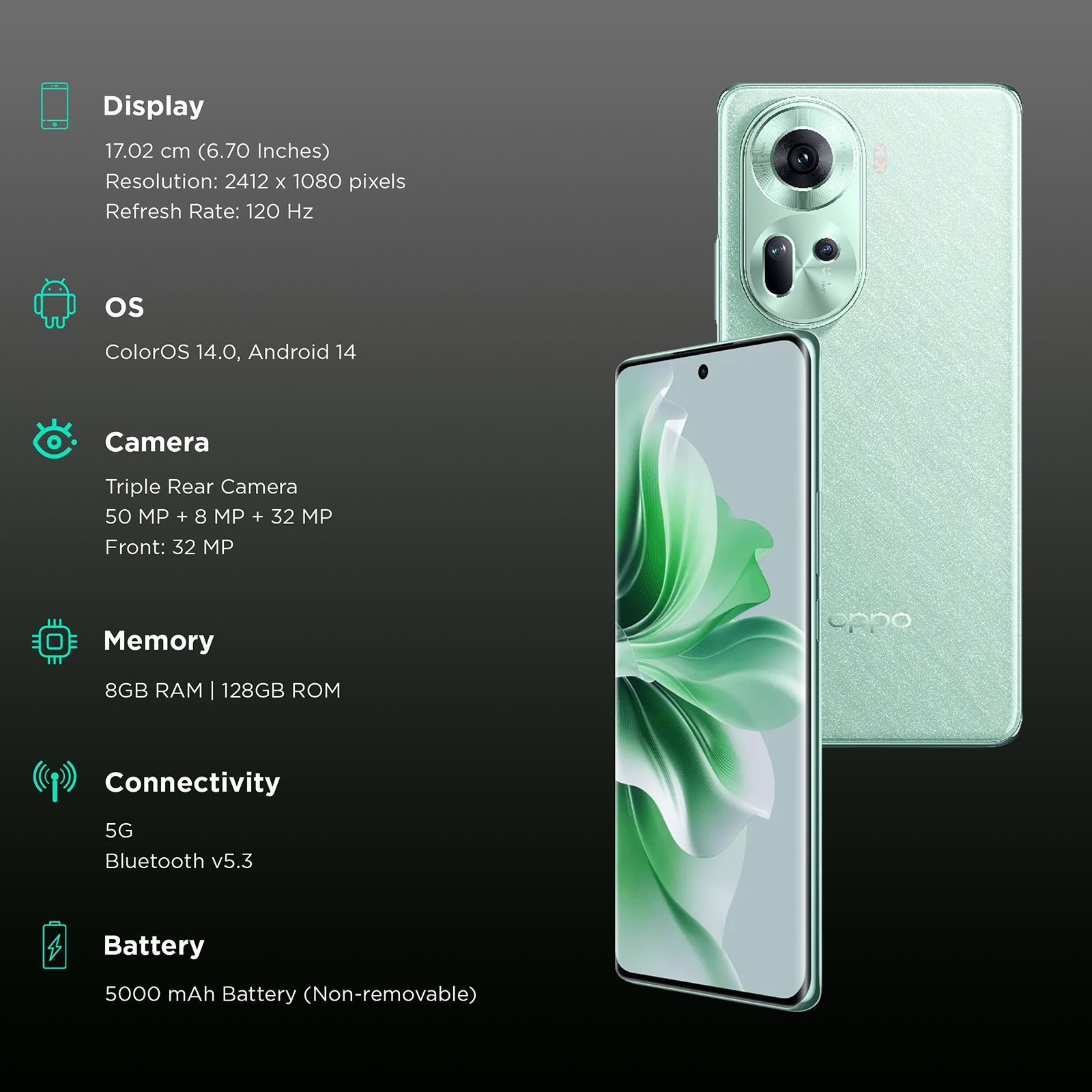 oppo Reno 11 5G (8GB RAM, 128GB, Wave Green)_3