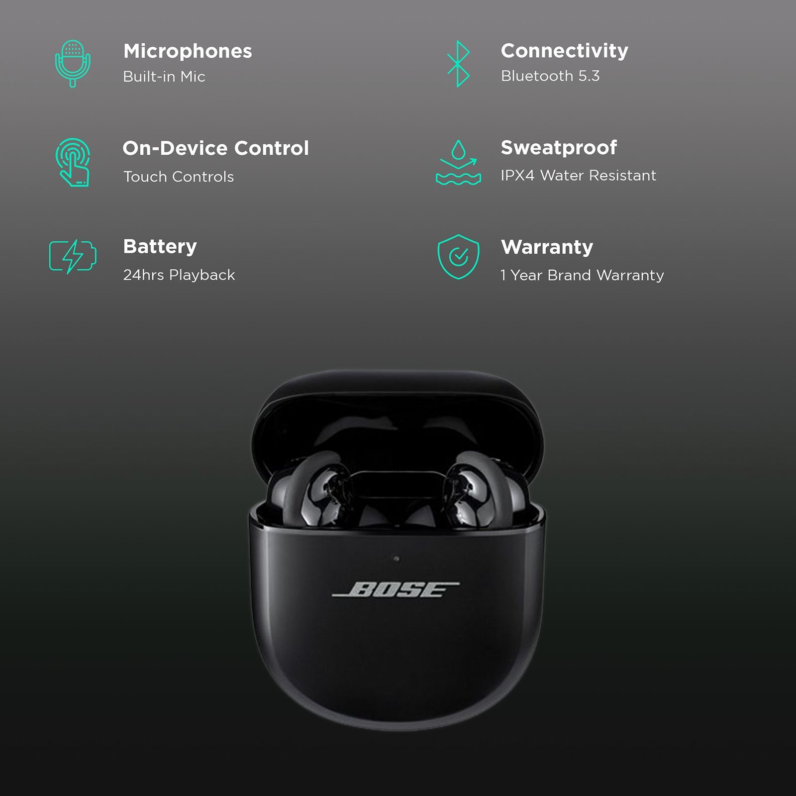 BOSE Quiet Comfort Ultra TWS Earbuds with Active Noise Cancellation (IPX4 Water and Sweat Resistant, Immersive Audio, Black)_2