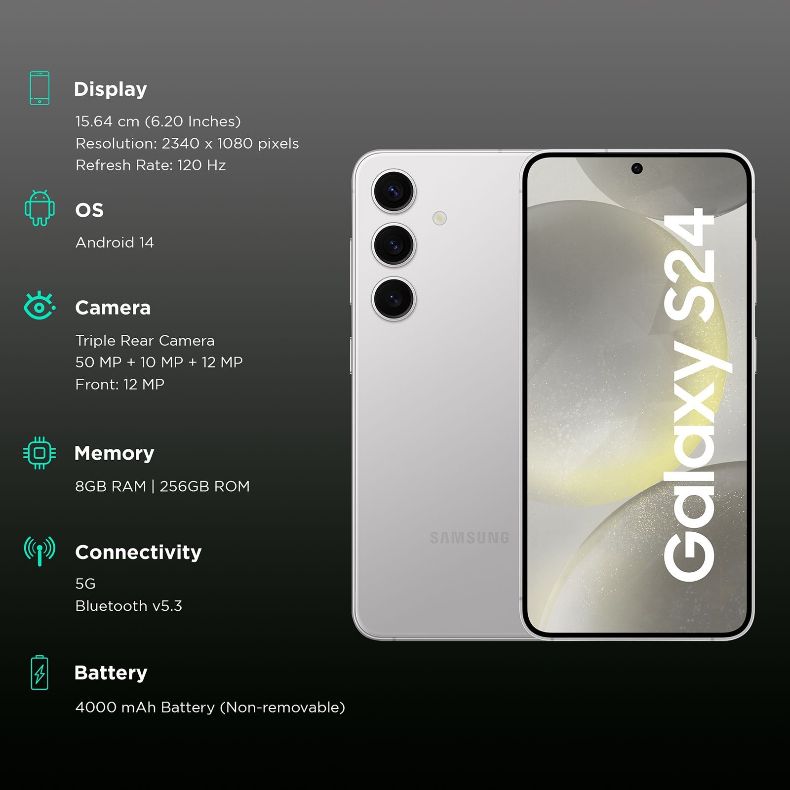 SAMSUNG Galaxy S24 5G (8GB RAM, 256GB, Marble Gray) SAMSUNG Galaxy S24 5G (8GB RAM, 256GB, Marble Gray)_3