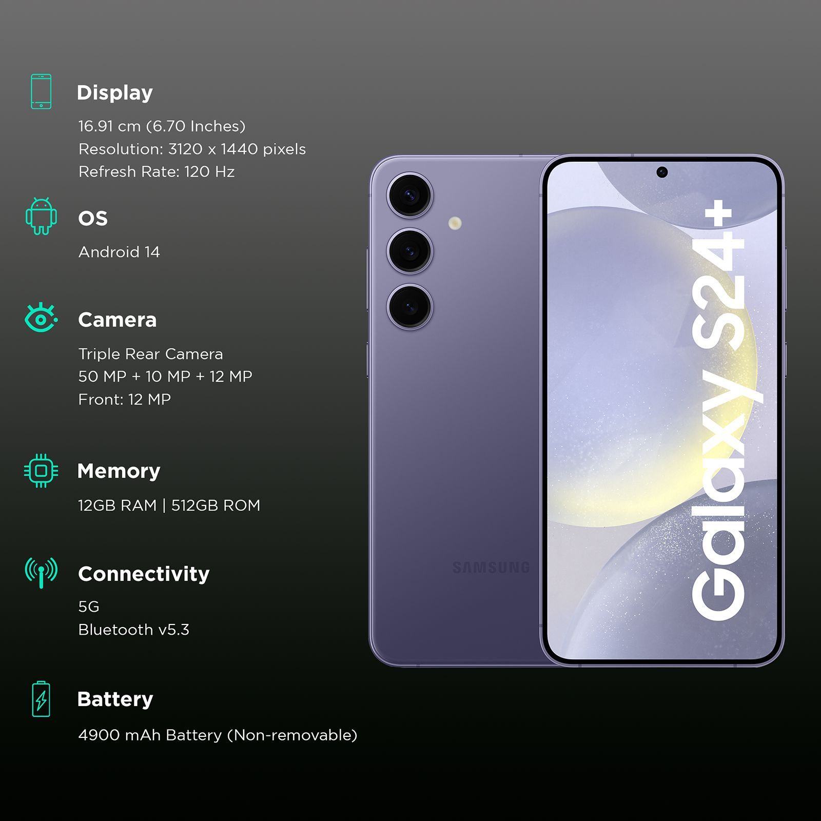 SAMSUNG Galaxy S24 Plus 5G (12GB RAM, 512GB, Cobalt Violet)_3