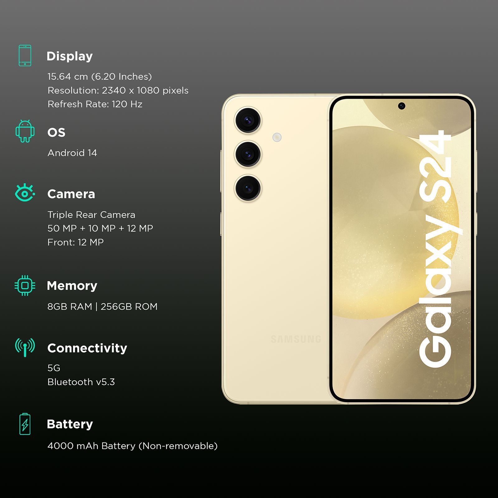 SAMSUNG Galaxy S24 5G (8GB RAM, 256GB, Amber Yellow)_3