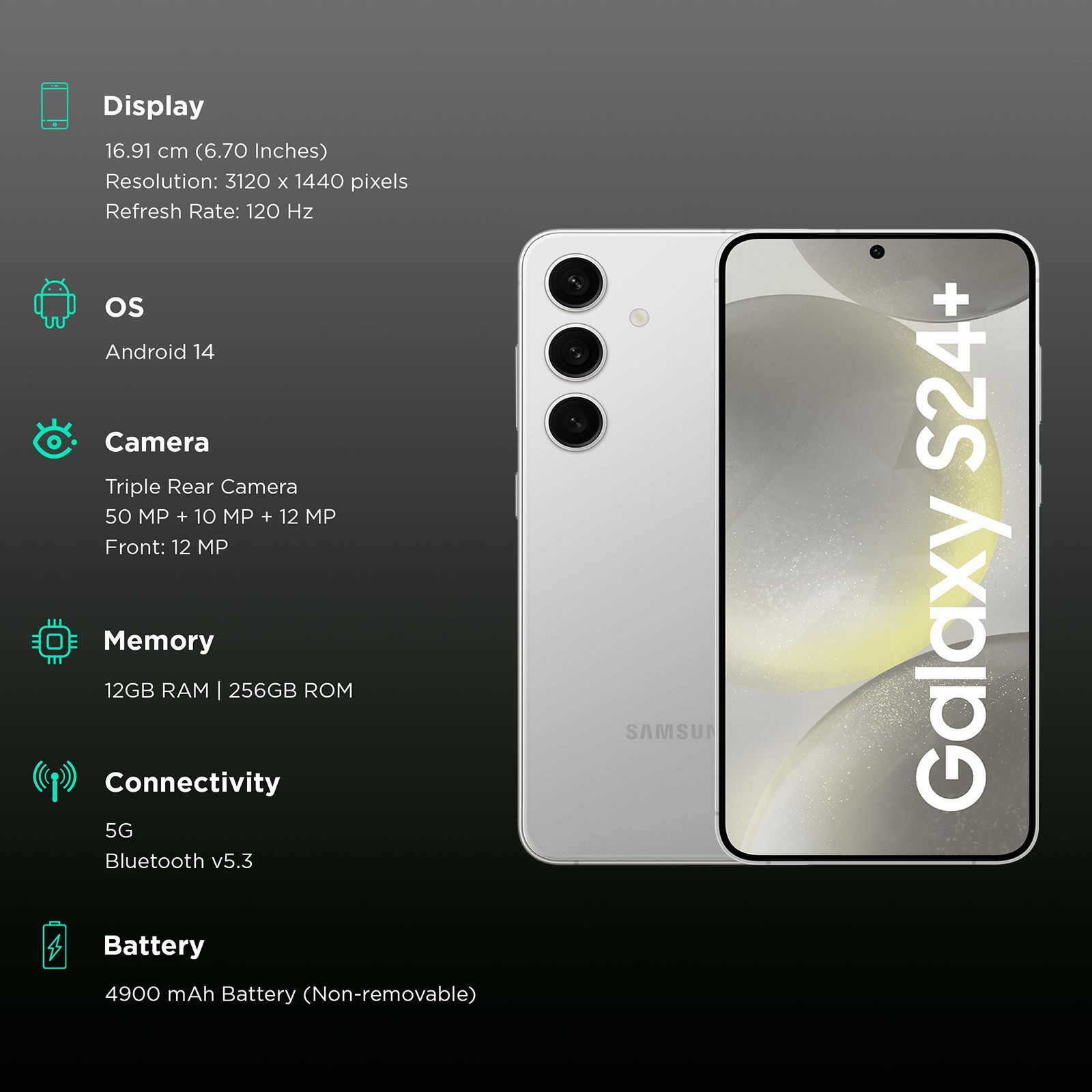 SAMSUNG Galaxy S24 Plus 5G (12GB RAM, 256GB, Marble Gray) SAMSUNG Galaxy S24 Plus 5G (12GB RAM, 256GB, Marble Gray)_3