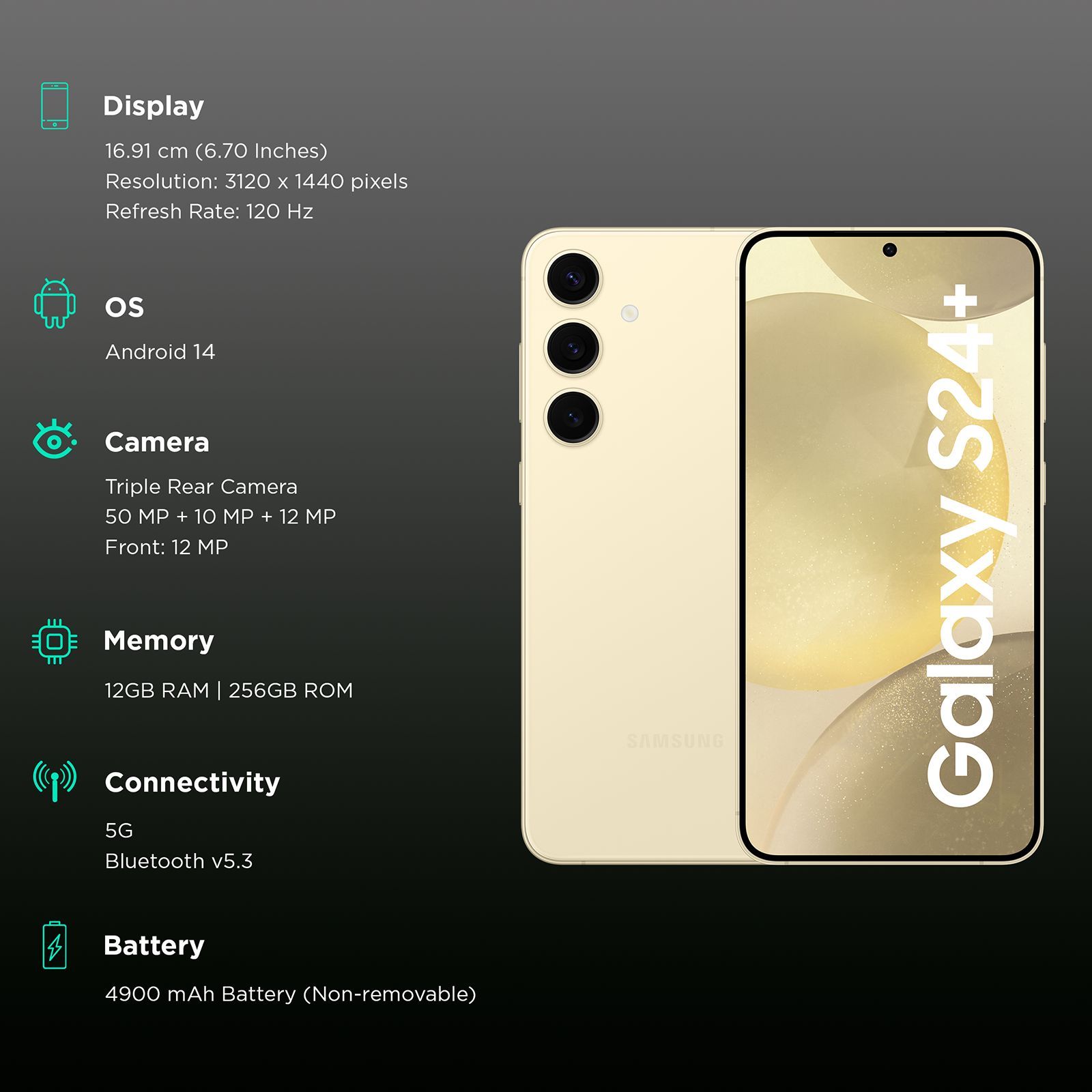 SAMSUNG Galaxy S24 Plus 5G (12GB RAM, 256GB, Amber Yellow)_3