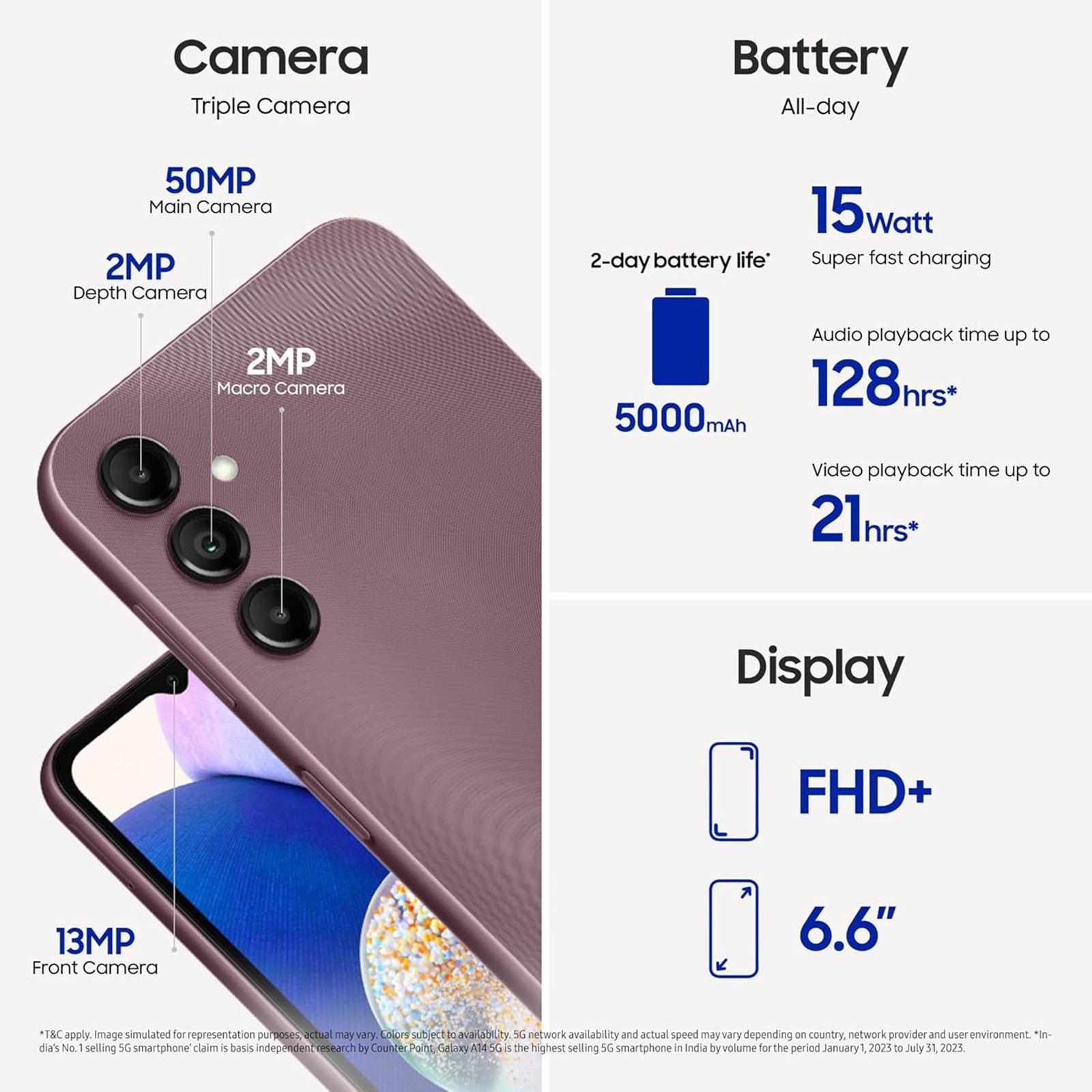 SAMSUNG Galaxy A14 5G (4GB RAM, 128GB, Dark Red)_13