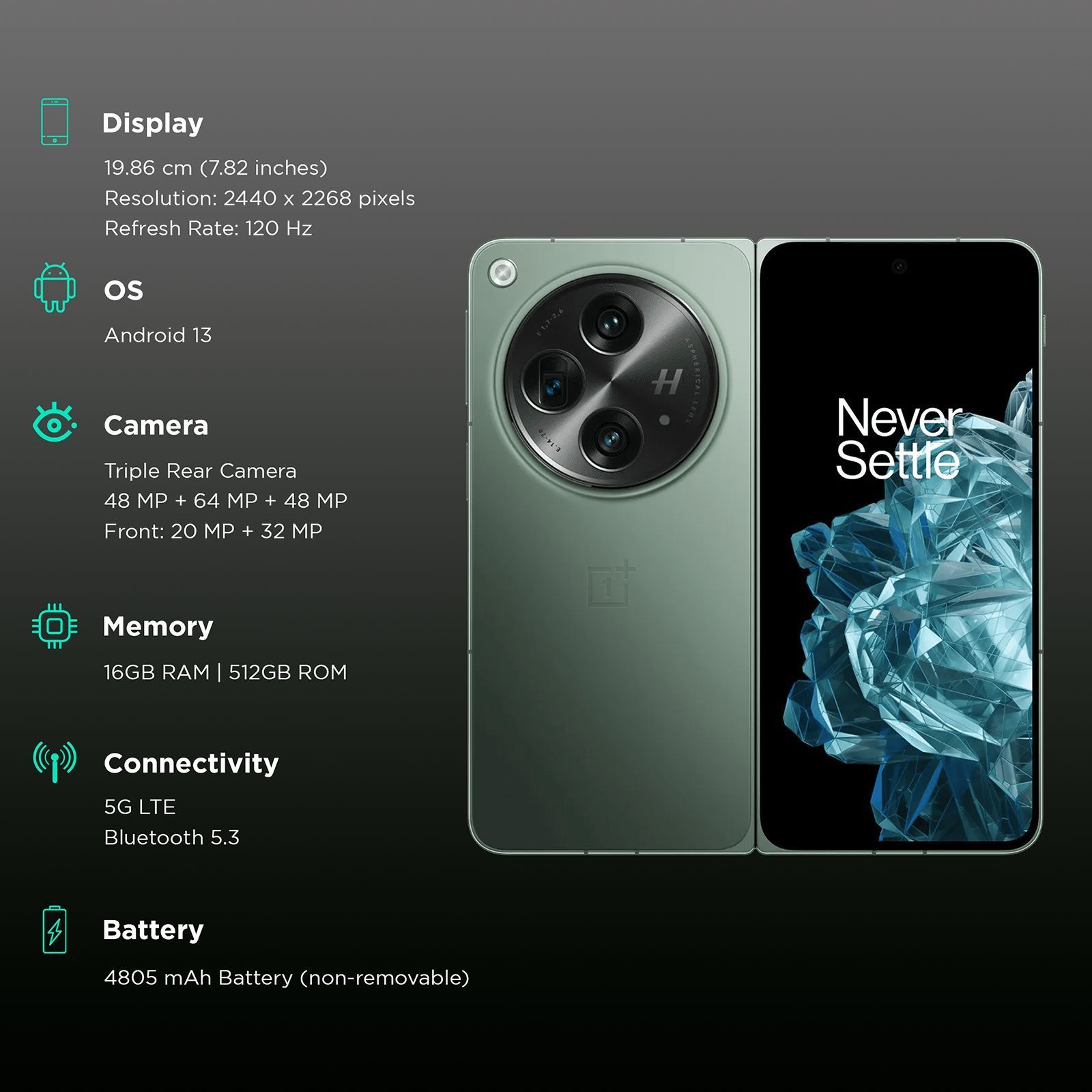 OnePlus Open 5G (16GB RAM, 512GB, Emerald Dusk)_3