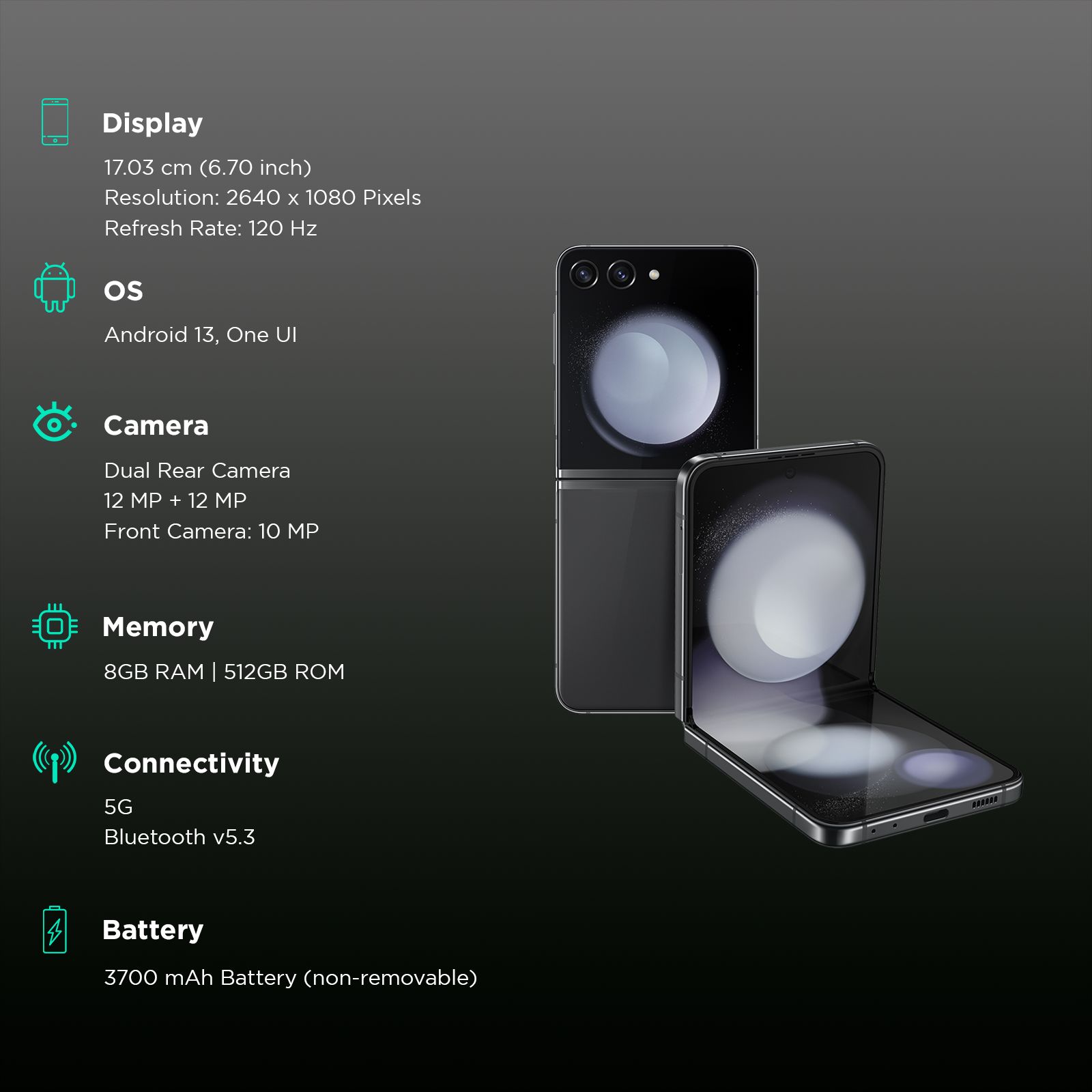 SAMSUNG Galaxy Z Flip5 5G (8GB RAM, 512GB, Graphite)_3