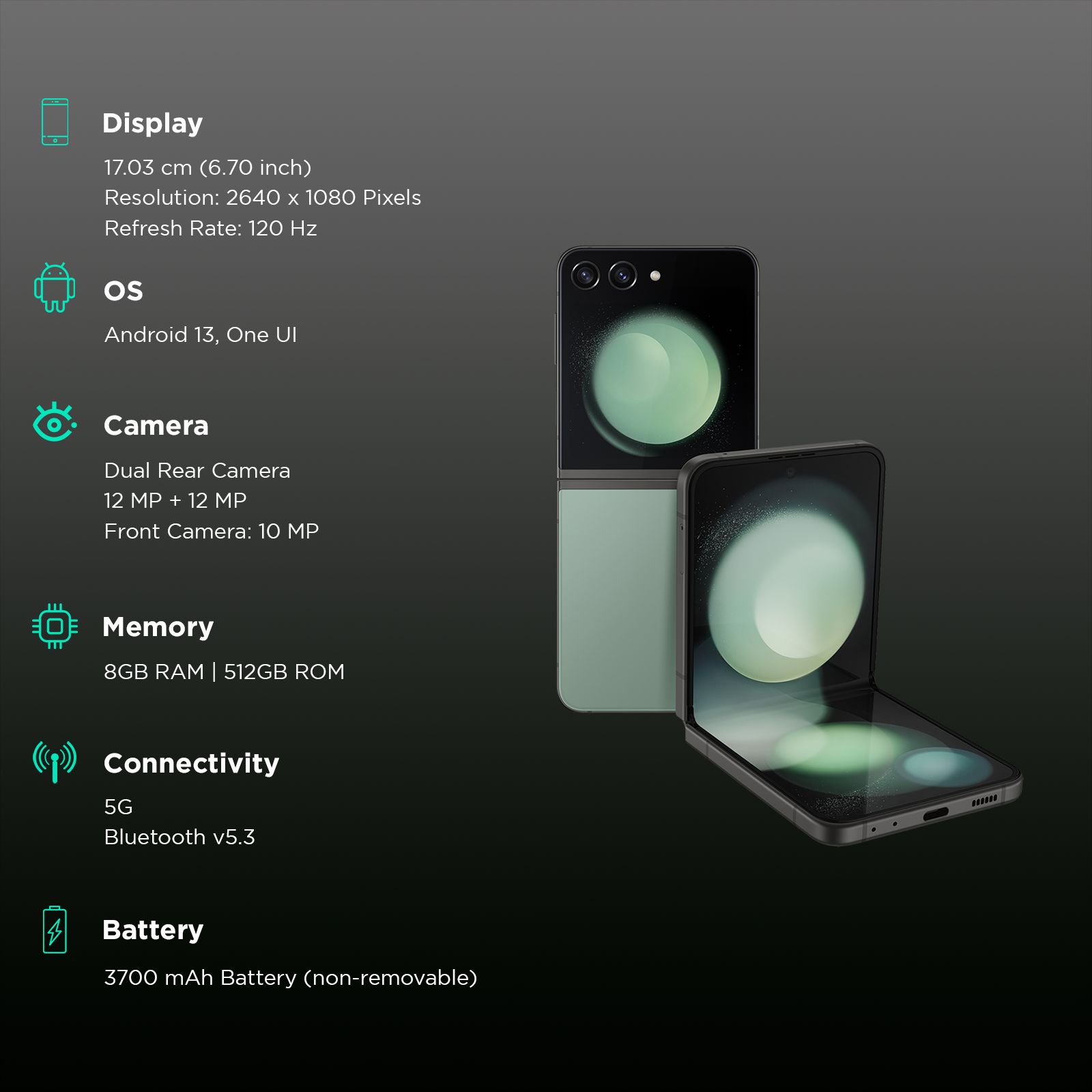 SAMSUNG Galaxy Z Flip5 5G (8GB RAM, 512GB, Green)_3