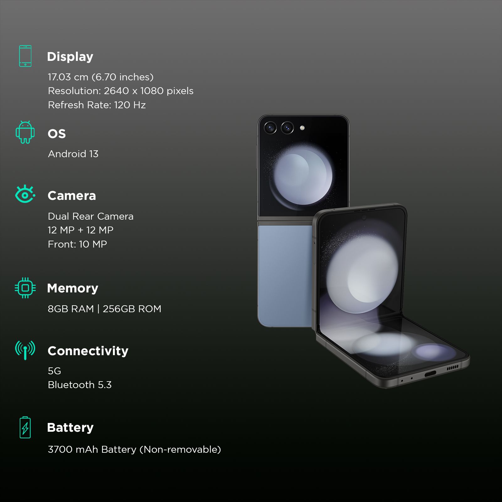 SAMSUNG Galaxy Z Flip5 5G (8GB RAM, 256GB, Blue)_3