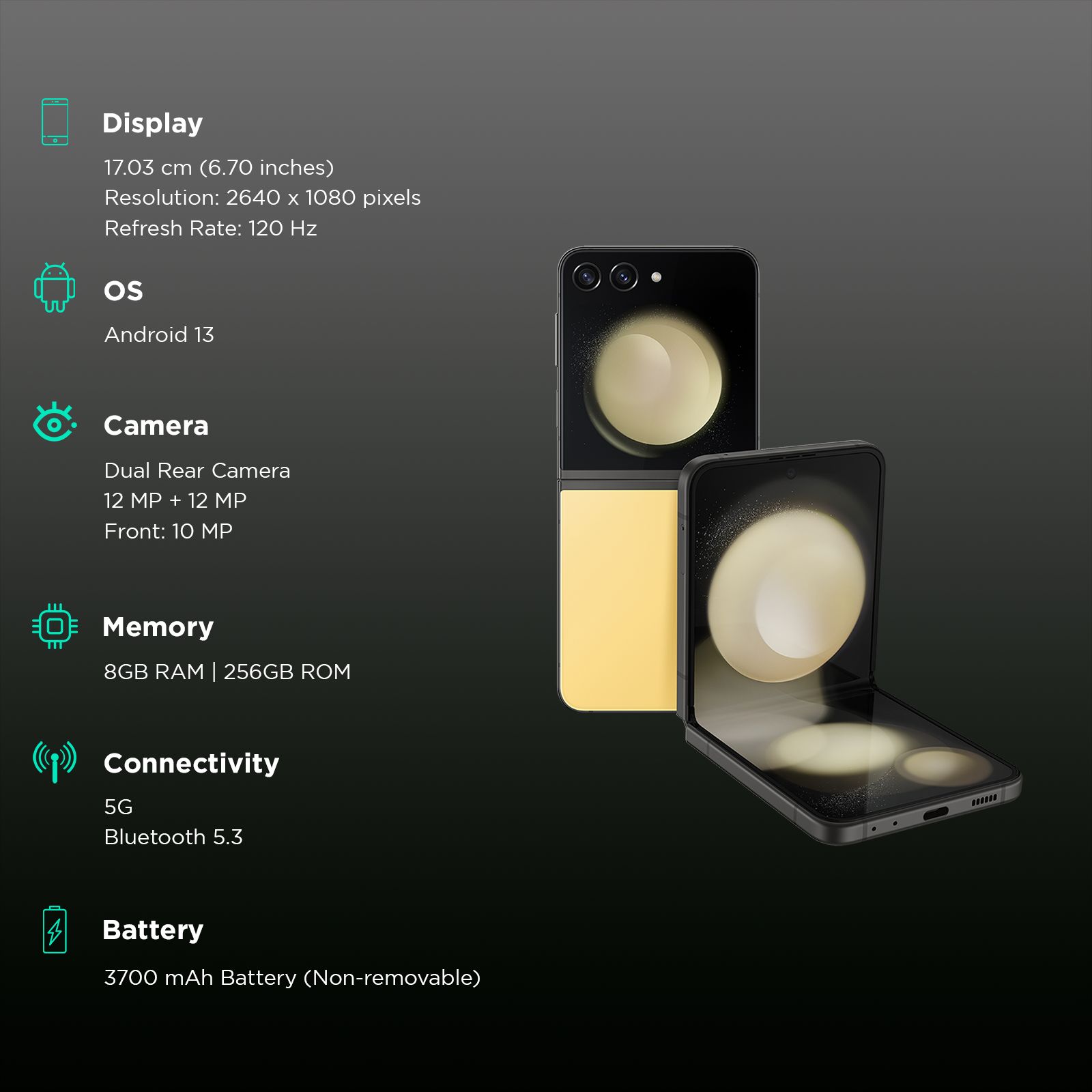 SAMSUNG Galaxy Z Flip5 5G (8GB RAM, 256GB, Yellow)_3