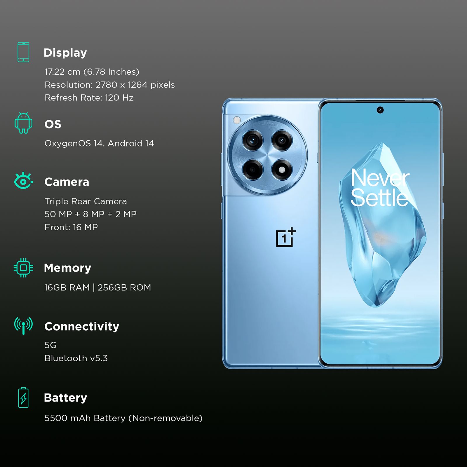 OnePlus 12R 5G (16GB, 256GB, Cool Blue) OnePlus 12R 5G (16GB, 256GB, Cool Blue)_3