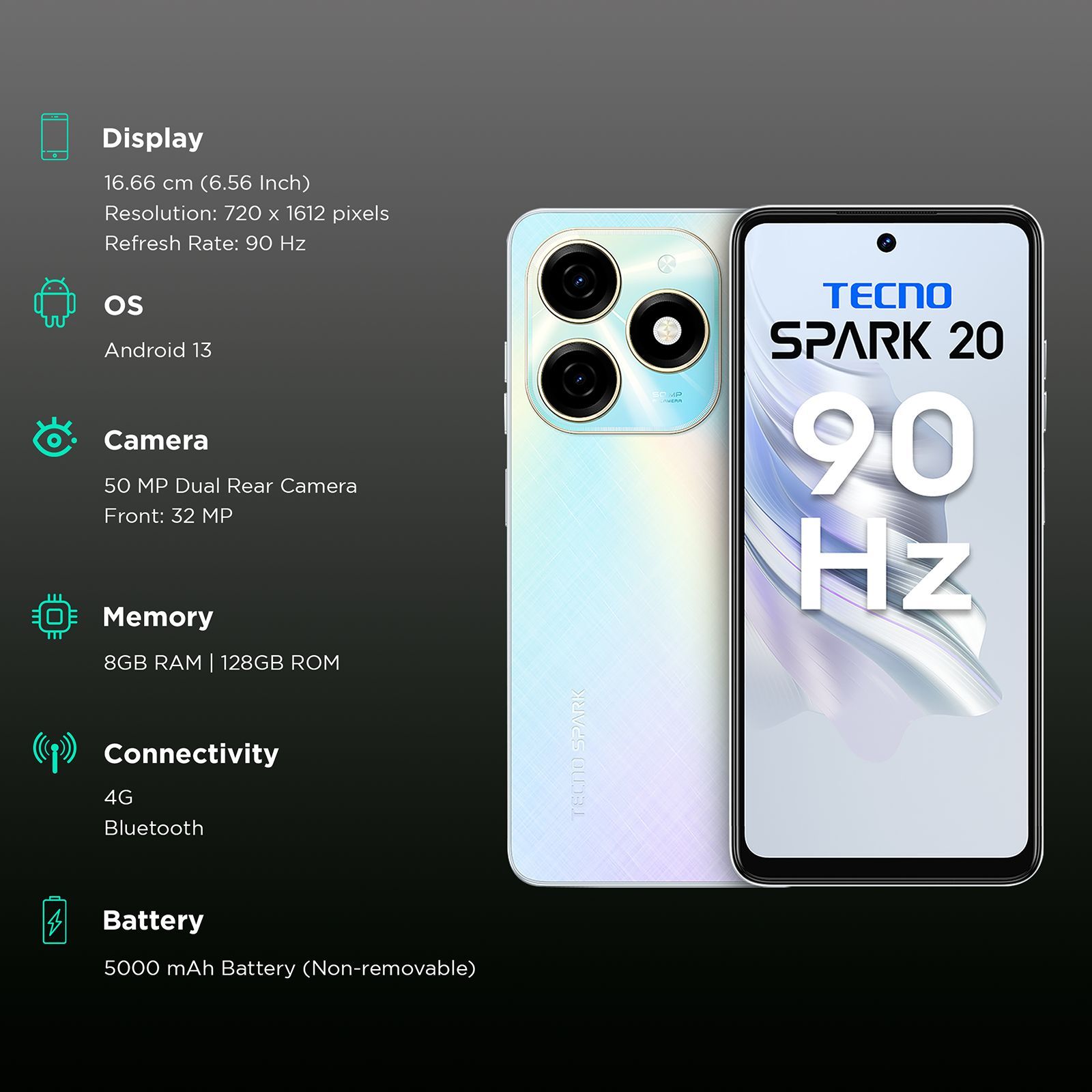TECNO Spark 20 (8GB RAM, 128GB, Cyber White)_3