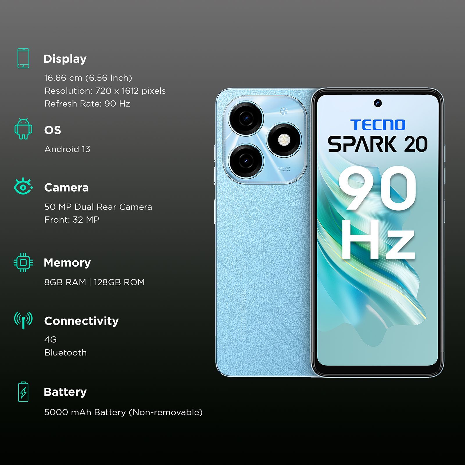 TECNO Spark 20 (8GB RAM, 128GB, Magic Skin Blue)_3