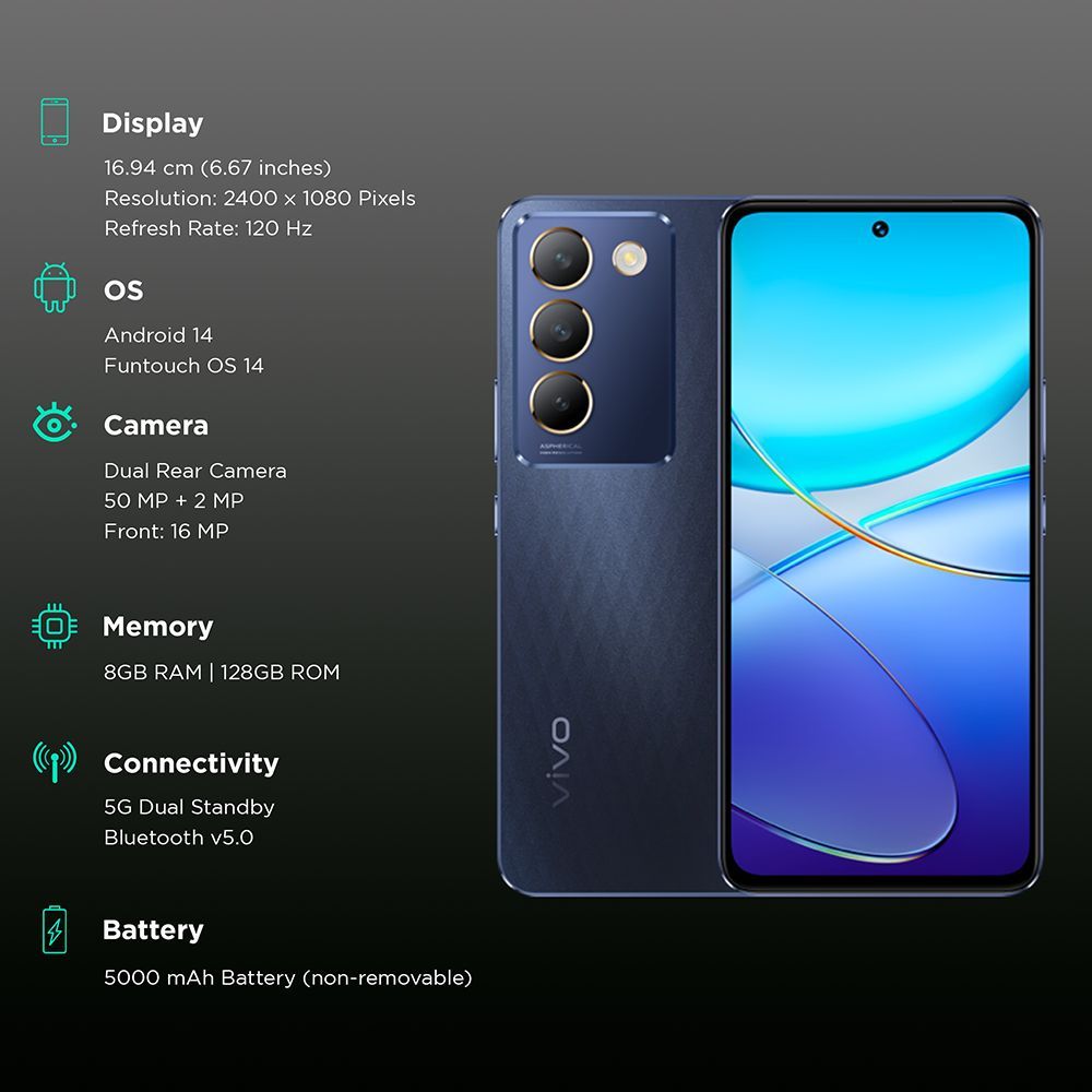 vivo Y200e 5G (8GB, 128GB ROM, Black Diamond)_3